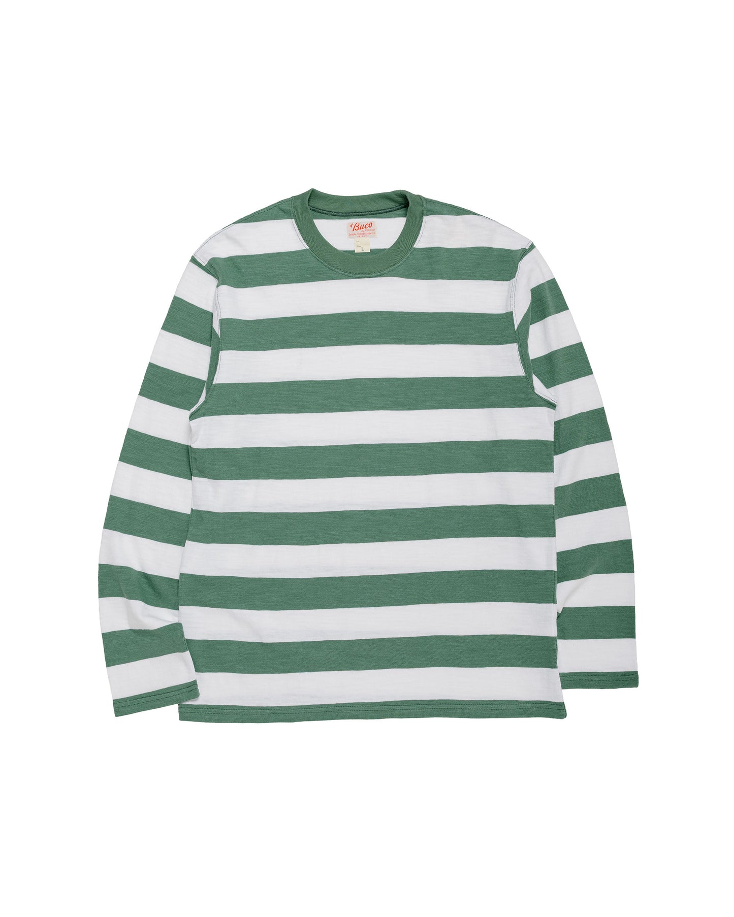 The Real McCoy's BC24001 Buco Stripe Tee LS WhiteGreen
