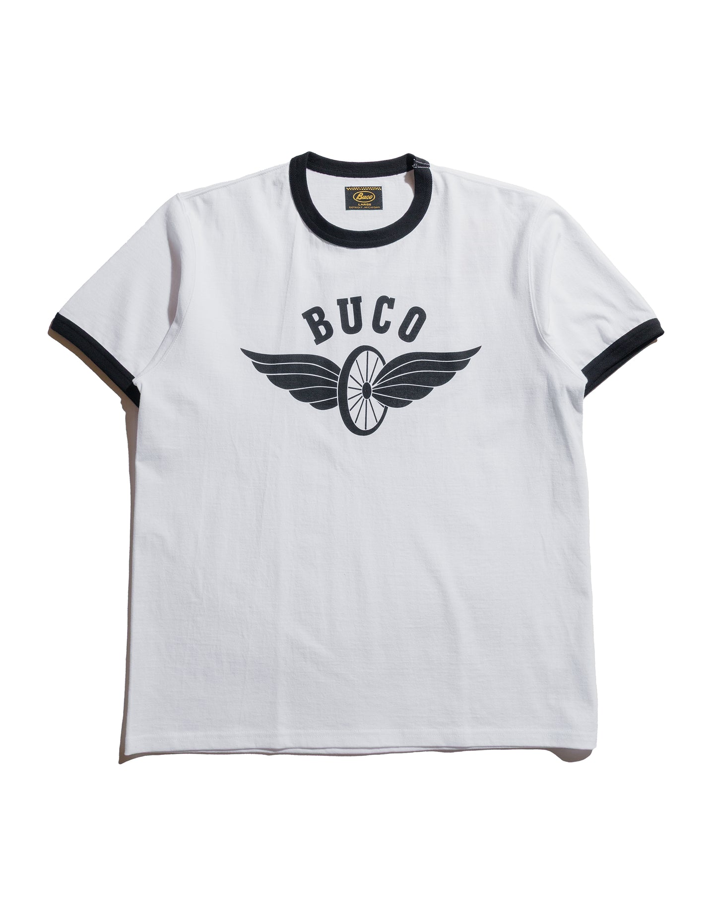 lost & found The Real McCoy's The Real McCoy's BC25004 Buco Tee / Flying Wheel White/Black