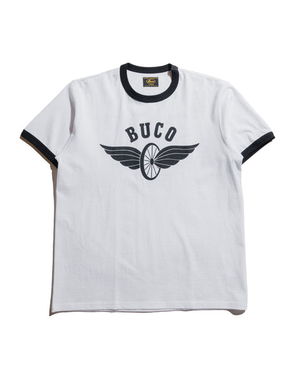 lost & found The Real McCoy's The Real McCoy's BC25004 Buco Tee / Flying Wheel White/Black