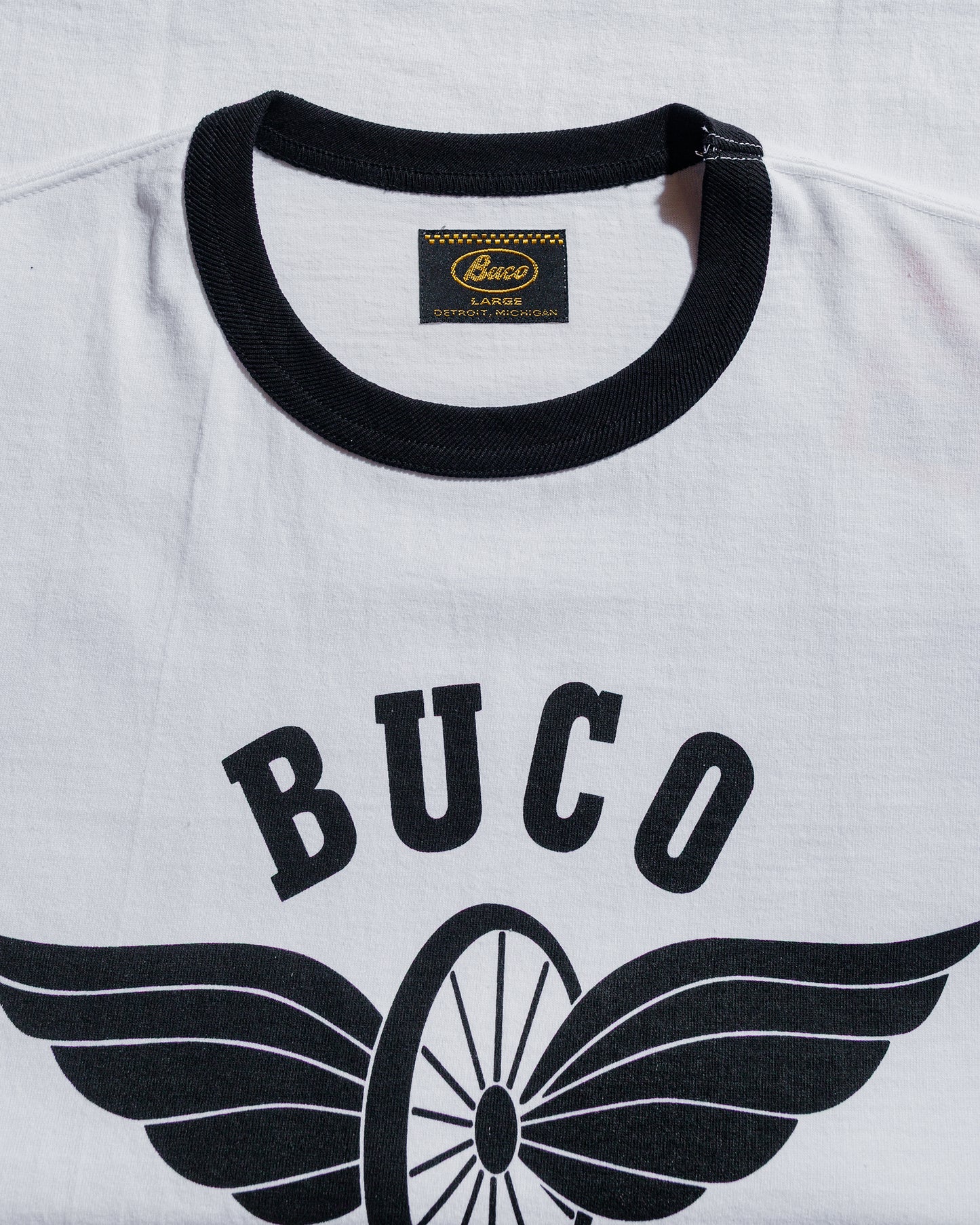 lost & found The Real McCoy's The Real McCoy's BC25004 Buco Tee / Flying Wheel White/Black
