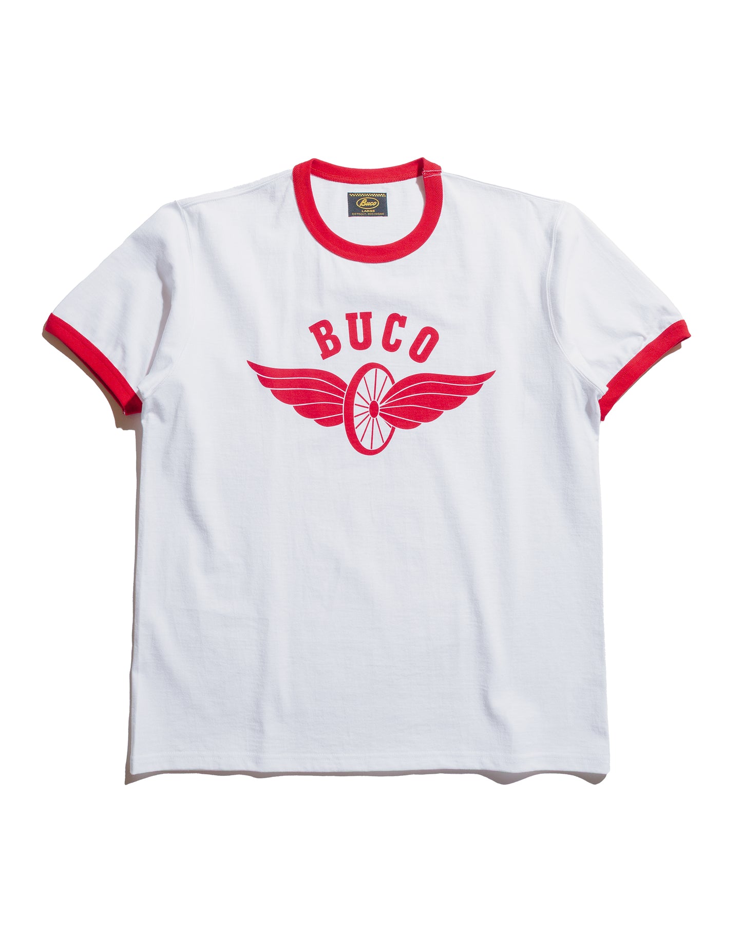lost & found The Real McCoy's The Real McCoy's BC25004 Buco Tee / Flying Wheel White/Red