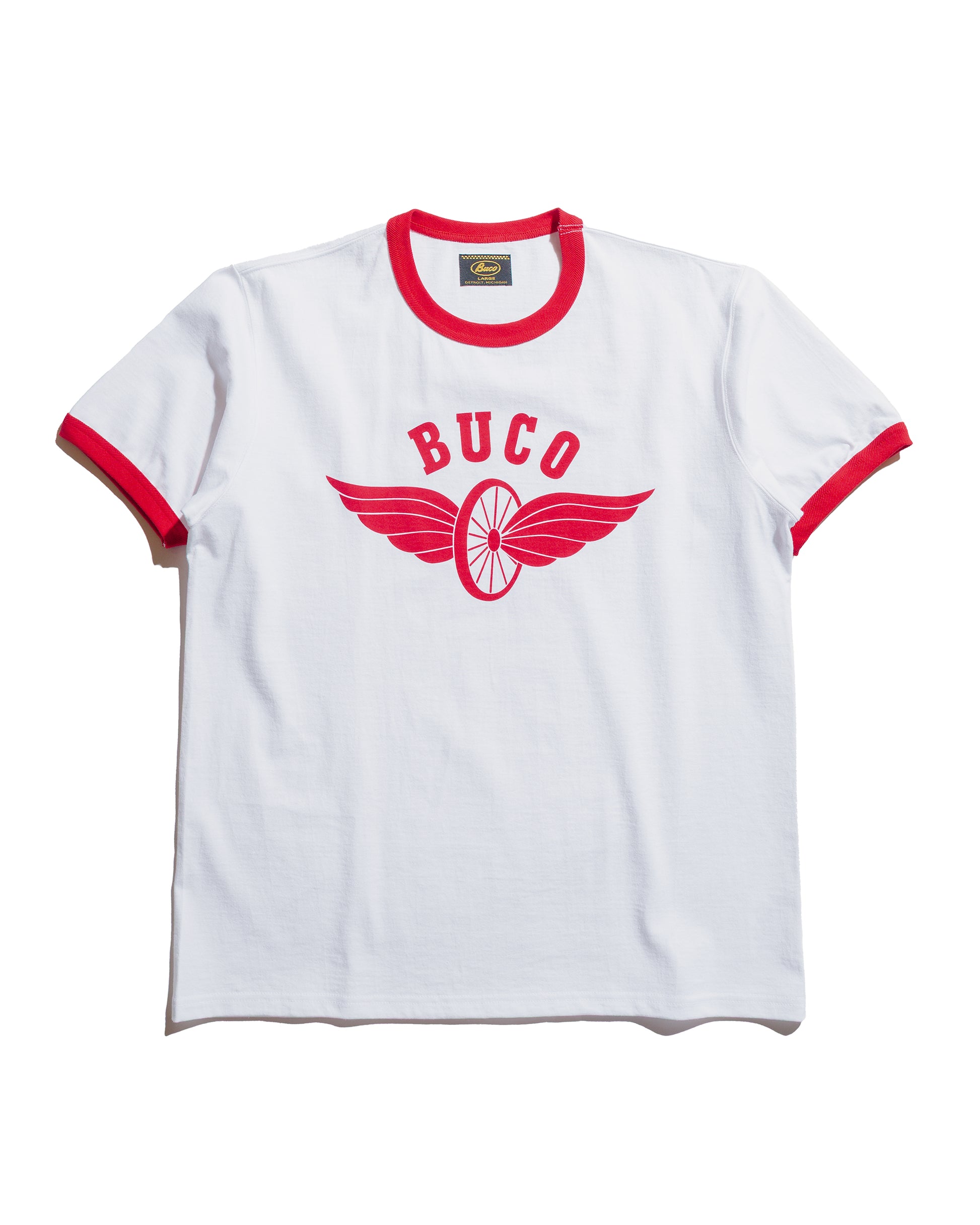 lost & found The Real McCoy's The Real McCoy's BC25004 Buco Tee / Flying Wheel White/Red