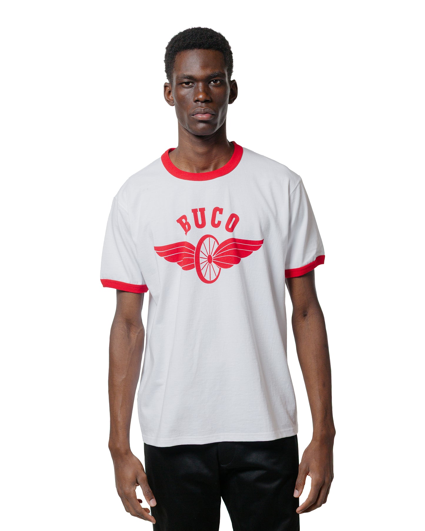 lost & found The Real McCoy's The Real McCoy's BC25004 Buco Tee / Flying Wheel White/Red