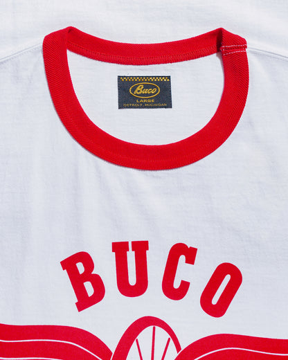 lost & found The Real McCoy's The Real McCoy's BC25004 Buco Tee / Flying Wheel White/Red
