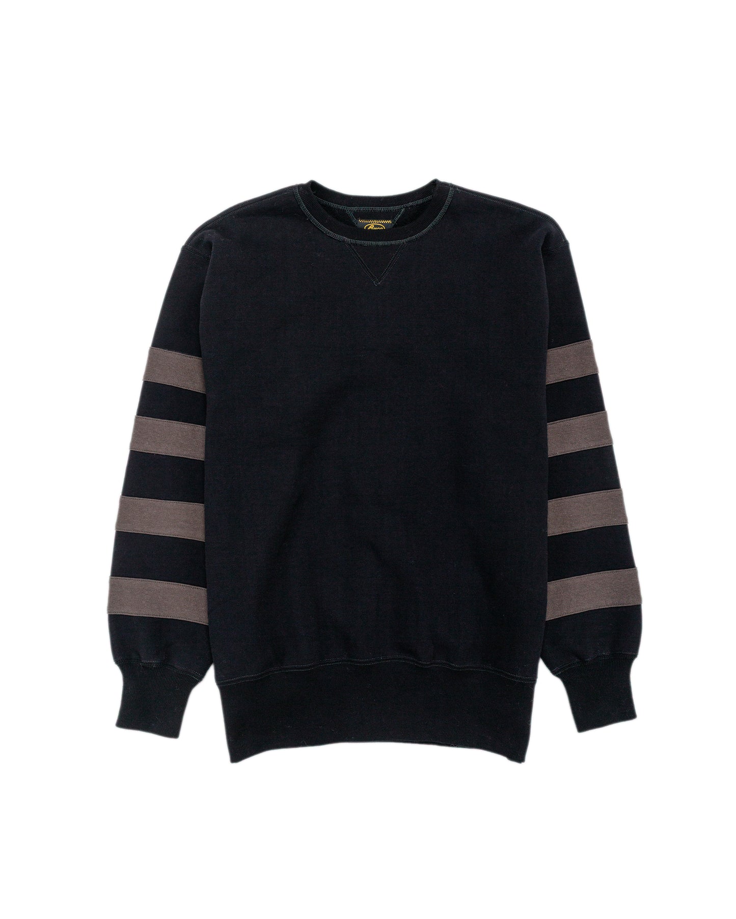 lost & found The Real McCoy's The Real McCoy's BC25101 Buco Striped-Sleeve Sweatshirt Black Charcoal
