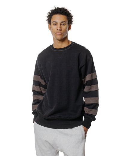 lost & found The Real McCoy's The Real McCoy's BC25101 Buco Striped-Sleeve Sweatshirt Black Charcoal