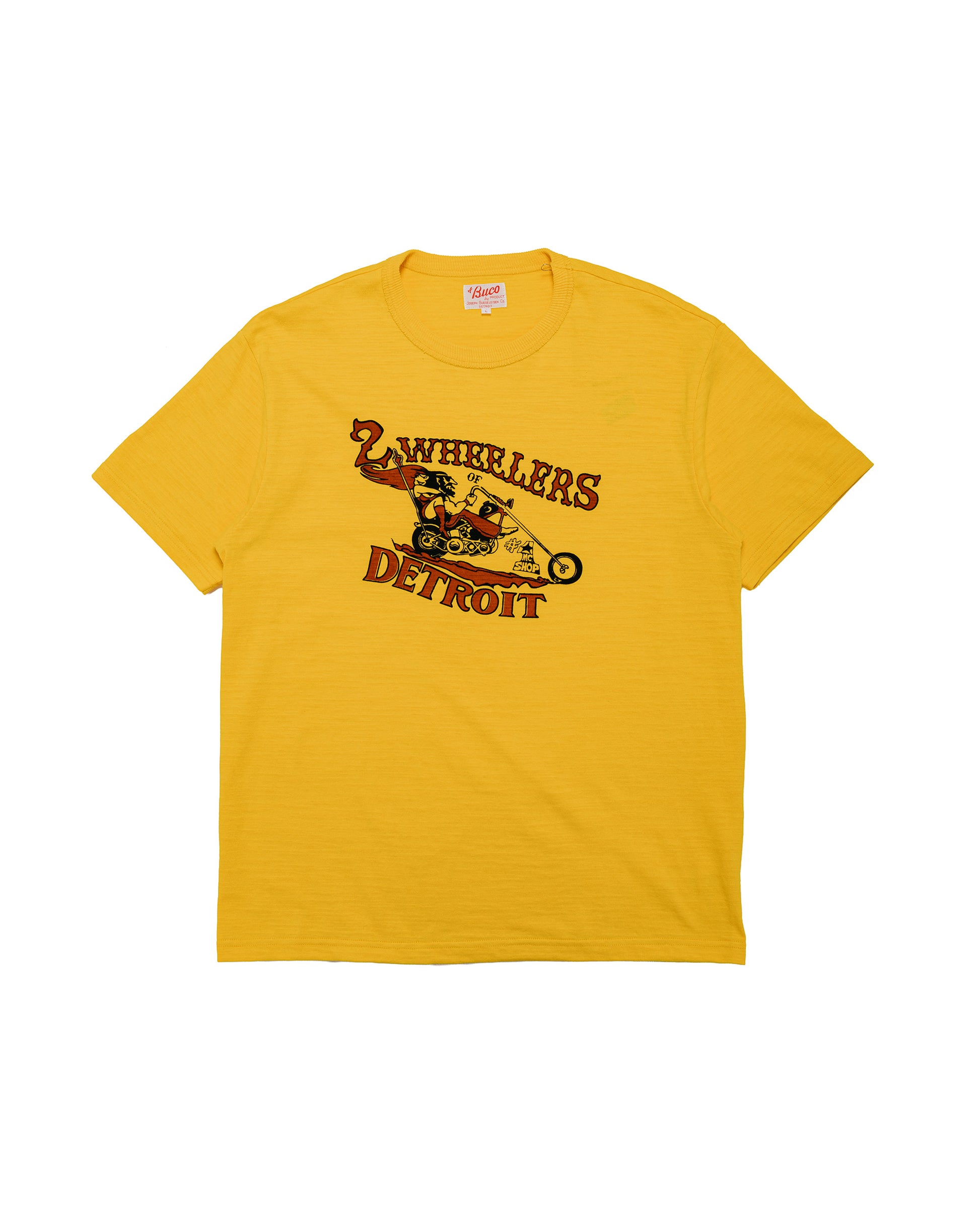 The Real McCoy's BC26009 Athletic T-Shirt / 2-Wheelers of Detroit Yellow