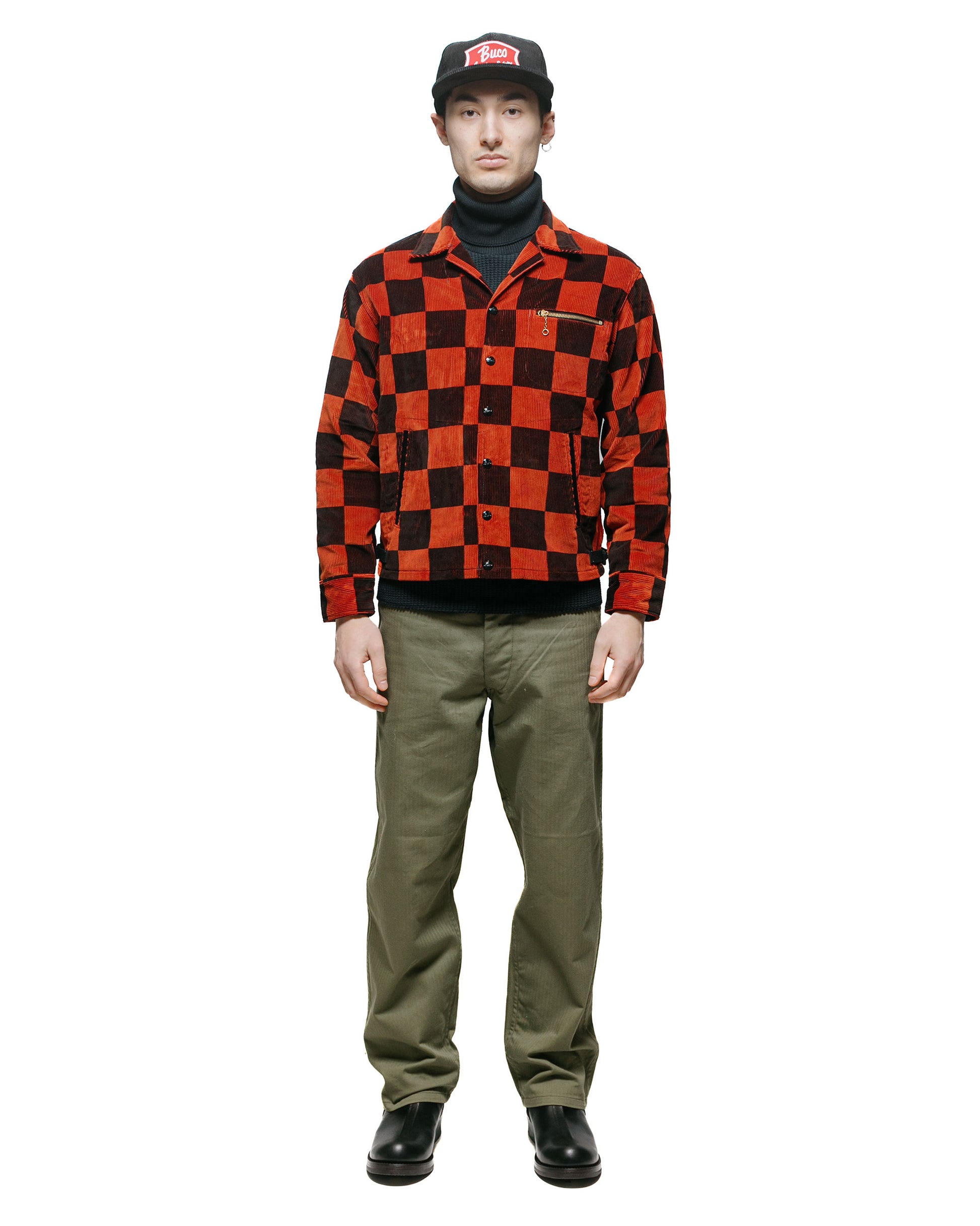 lost & found The Real McCoy's The Real McCoy's BJ23103 Buco Checkered Corduroy Jacket Orange/Black