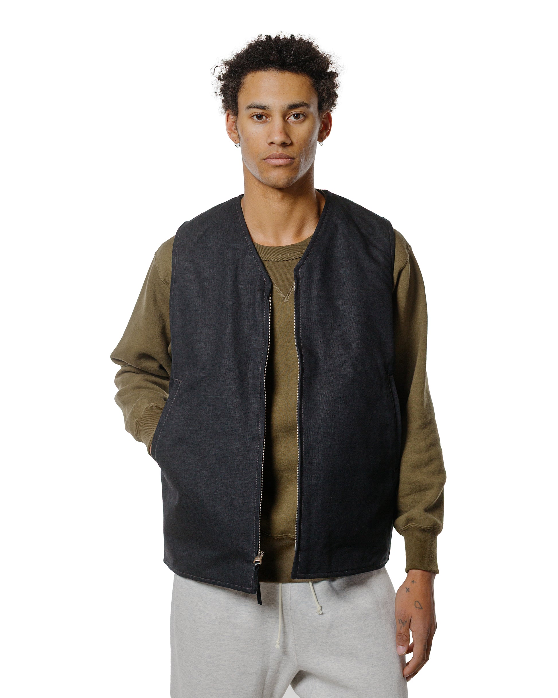 lost & found The Real McCoy's The Real McCoy's BJ25103 Buco Cotton Canvas Riding Vest Black
