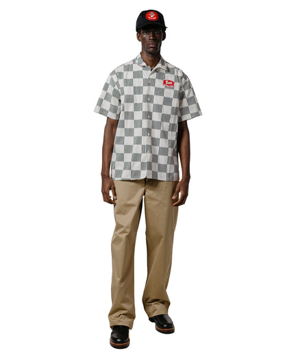 lost & found The Real McCoy's The Real McCoy's BS25002 Buco Striped-Checkered Shirt White/Black