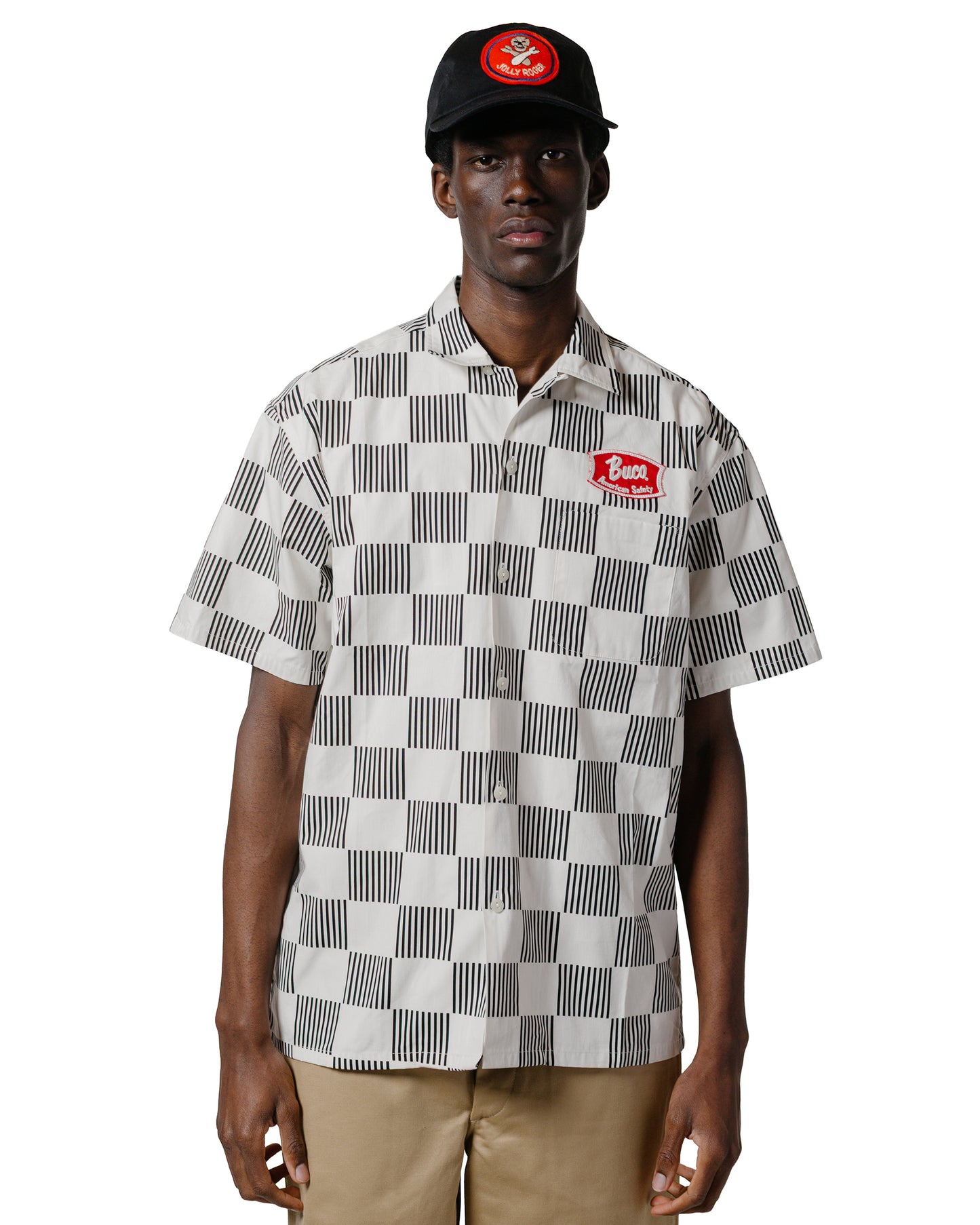 lost & found The Real McCoy's The Real McCoy's BS25002 Buco Striped-Checkered Shirt White/Black