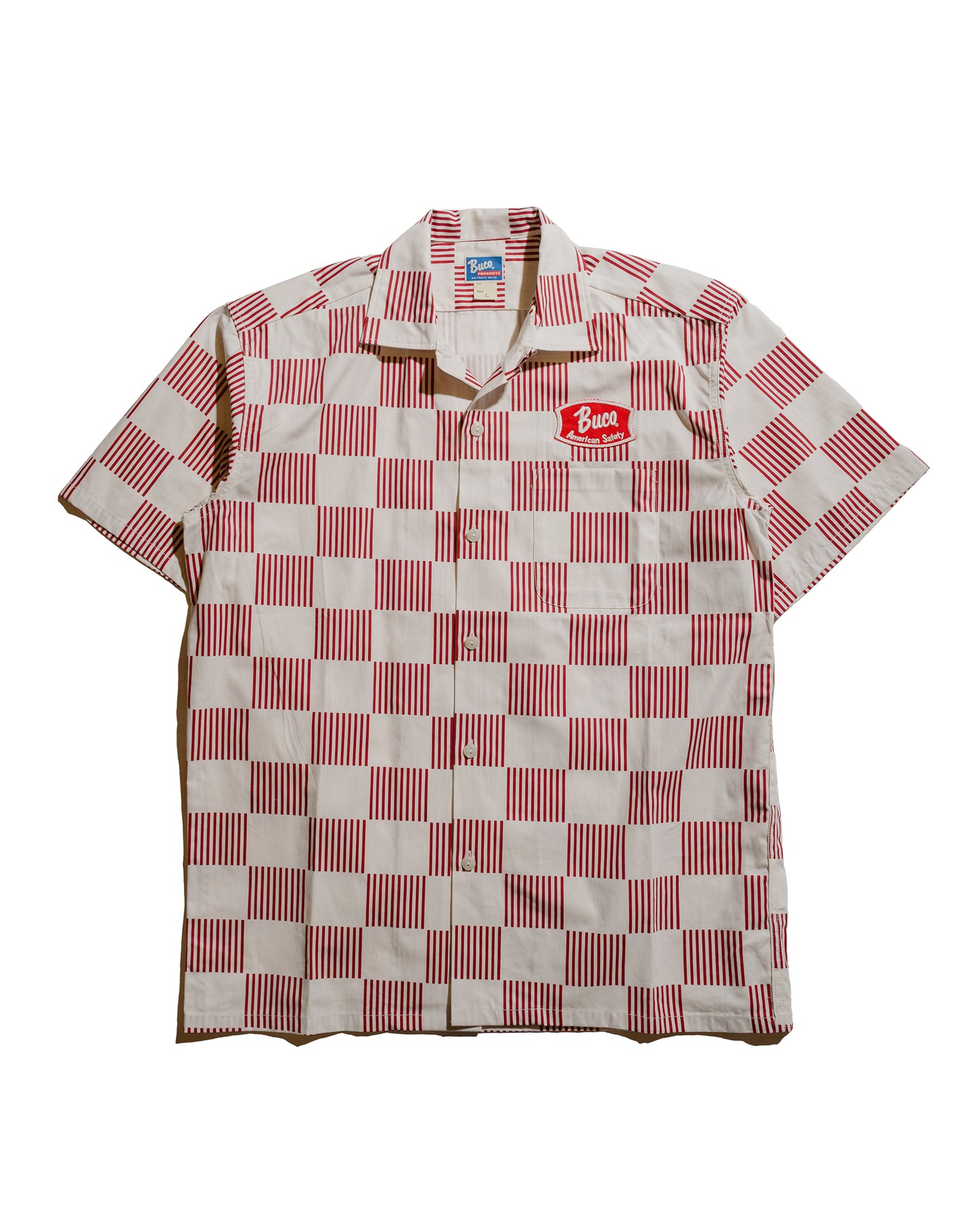 lost & found The Real McCoy's The Real McCoy's BS25002 Buco Striped-Checkered Shirt White/Red