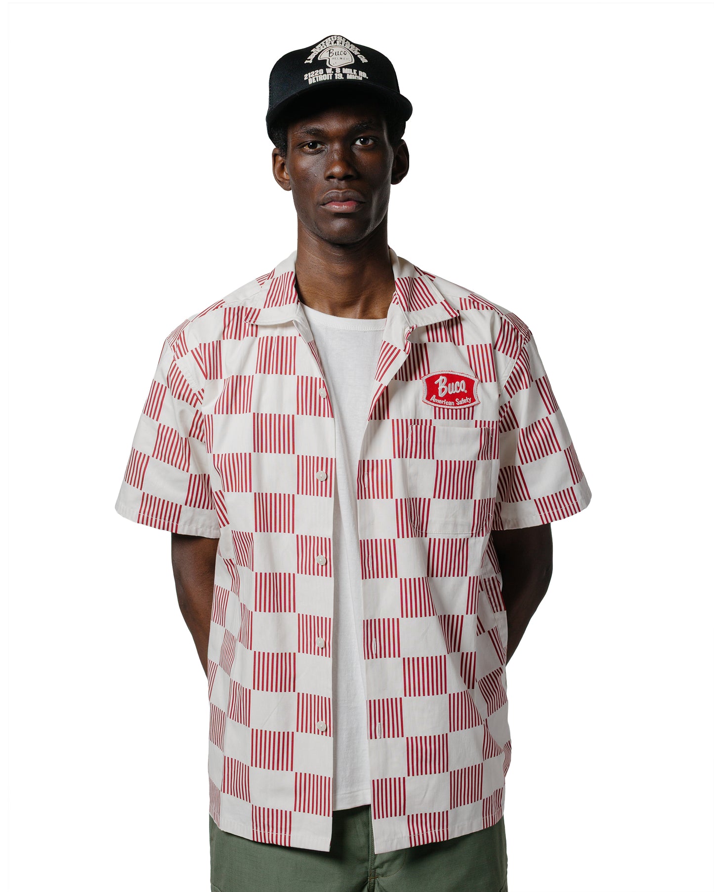 lost & found The Real McCoy's The Real McCoy's BS25002 Buco Striped-Checkered Shirt White/Red