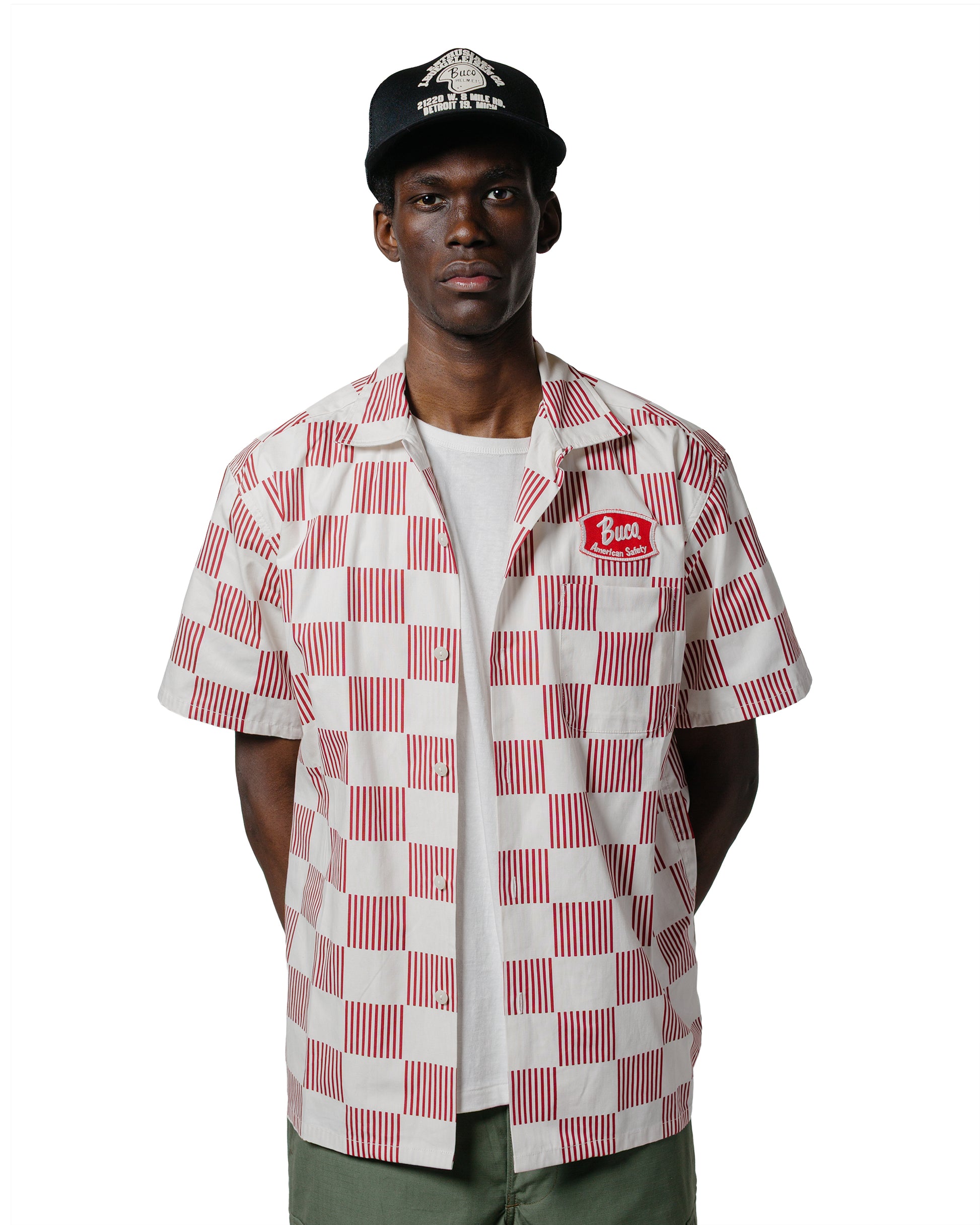 lost & found The Real McCoy's The Real McCoy's BS25002 Buco Striped-Checkered Shirt White/Red