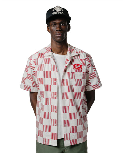 lost & found The Real McCoy's The Real McCoy's BS25002 Buco Striped-Checkered Shirt White/Red