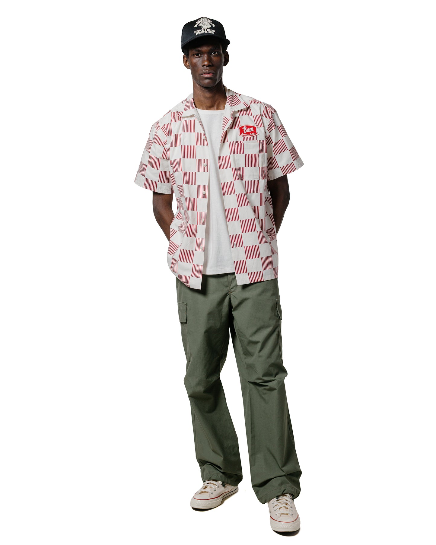 lost & found The Real McCoy's The Real McCoy's BS25002 Buco Striped-Checkered Shirt White/Red