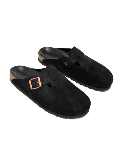 The Real McCoy's MA23012 Leather Foot-Support Clogs Black