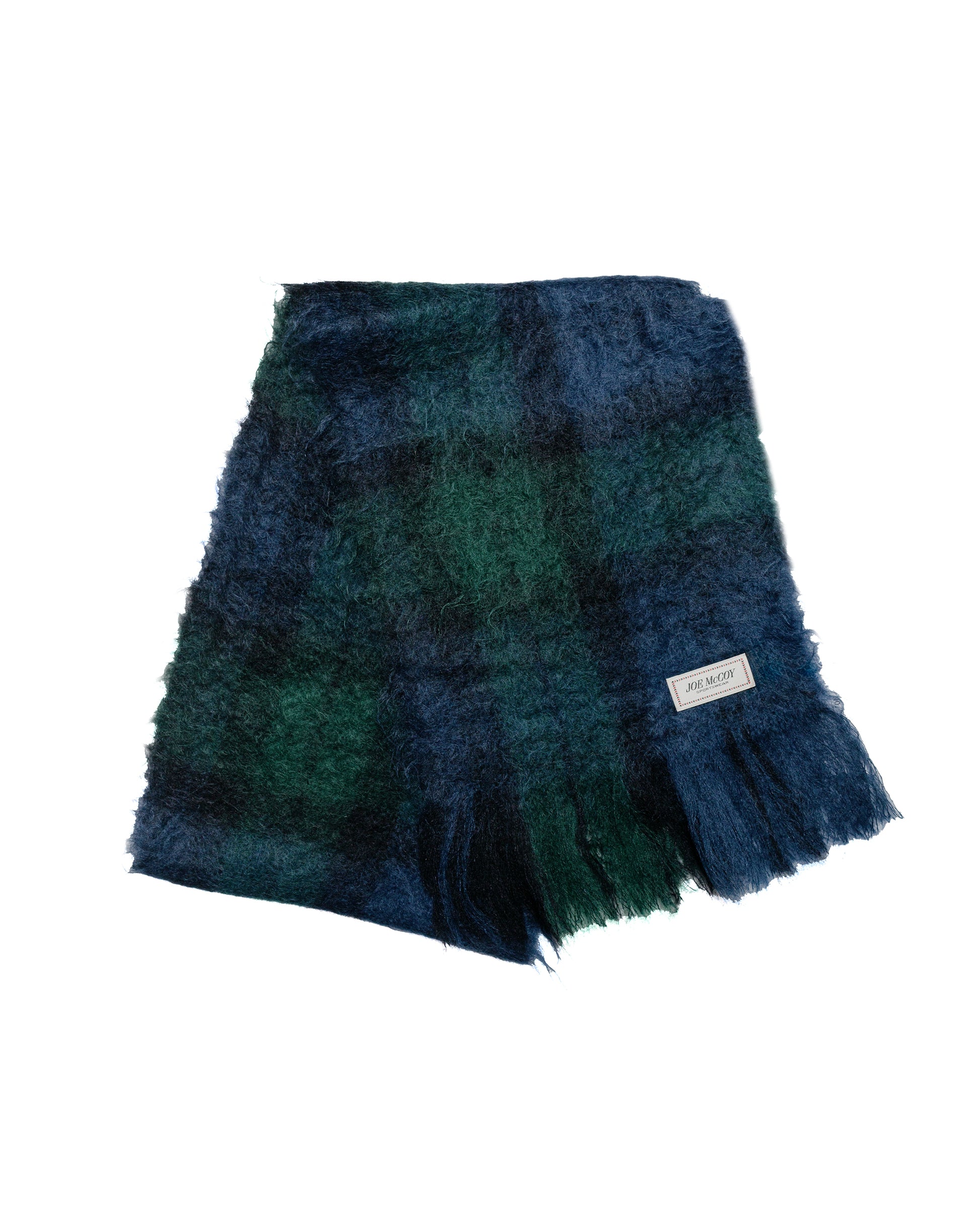 lost & found The Real McCoy's The Real McCoy's MA24107 Plaid Pattern Mohair Scarf Navy/Green