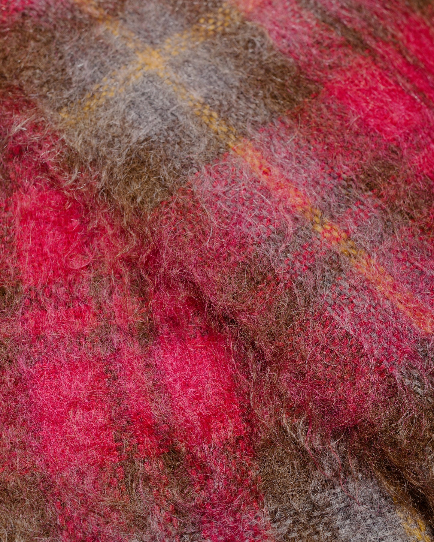 lost & found The Real McCoy's The Real McCoy's MA24107 Plaid Pattern Mohair Scarf Red/Mint