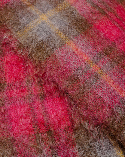 lost & found The Real McCoy's The Real McCoy's MA24107 Plaid Pattern Mohair Scarf Red/Mint