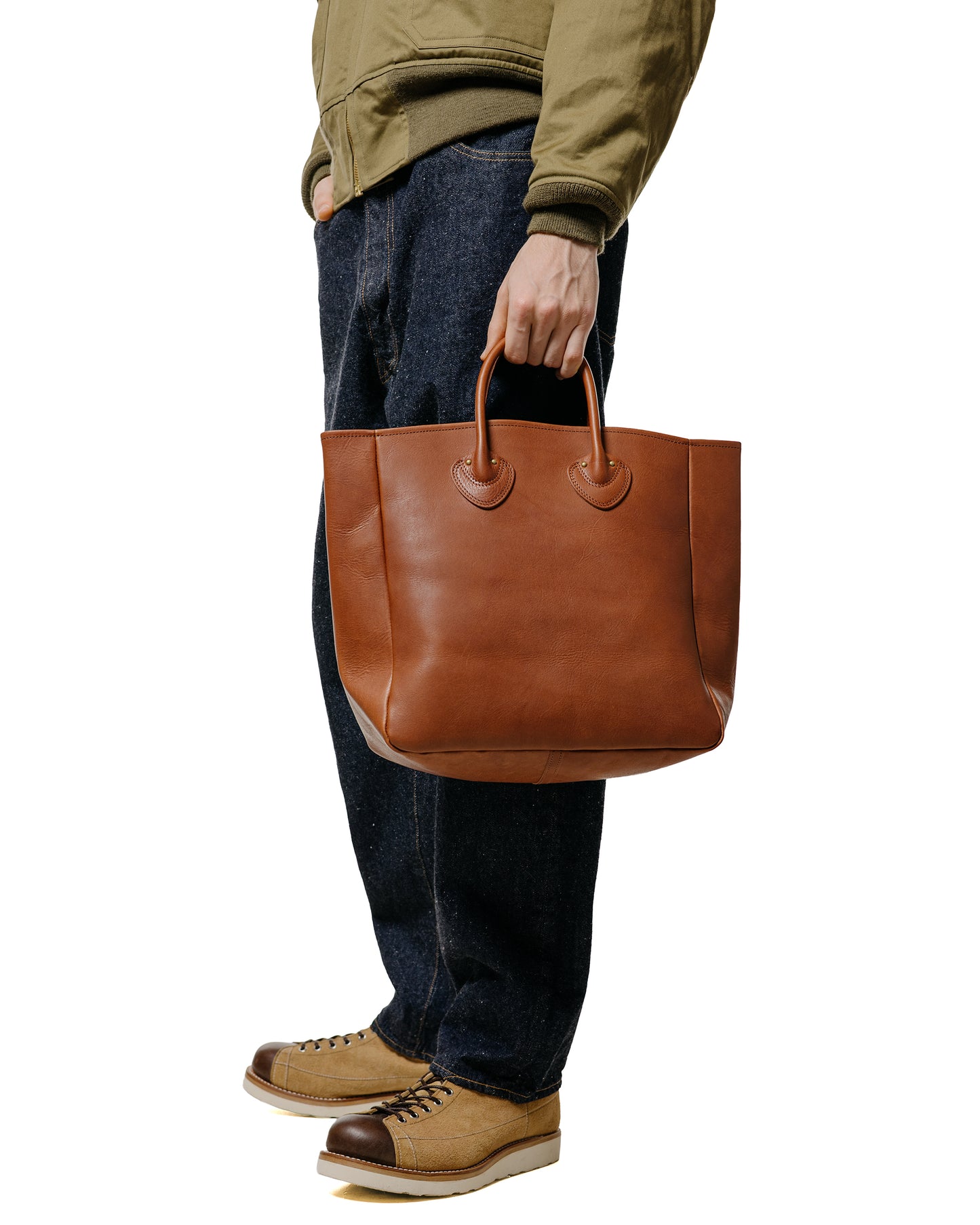 lost & found The Real McCoy's The Real McCoy's MA25101 Leather Tote Handbag Brown