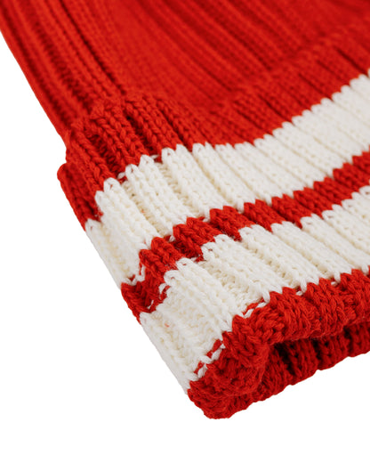 lost & found The Real McCoy's The Real McCoy's MA26015 Striped Cotton Knit Cap Red