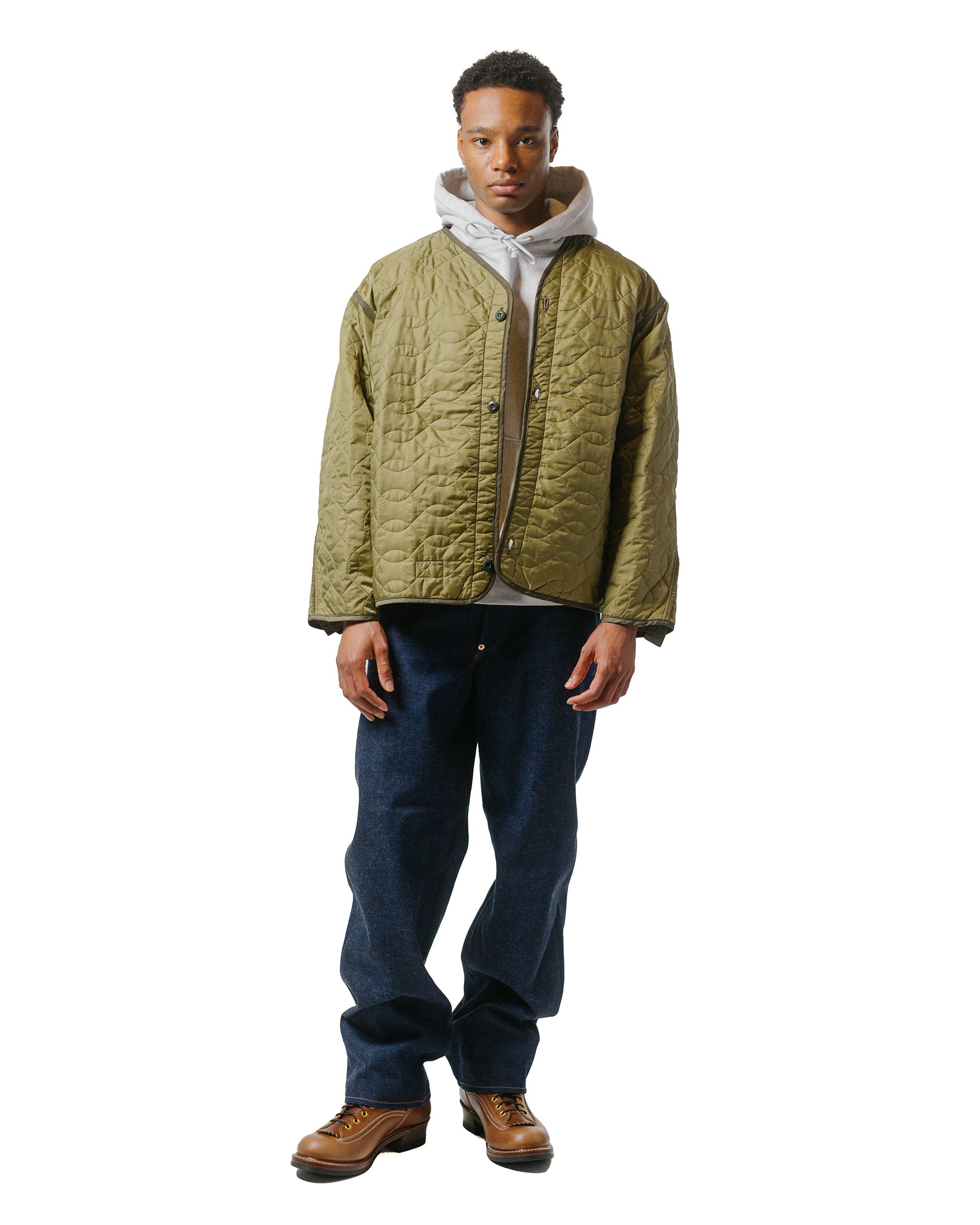 lost & found The Real McCoy's The Real McCoy's MC20113 Heavyweight Hooded Sweatshirt Silver Grey