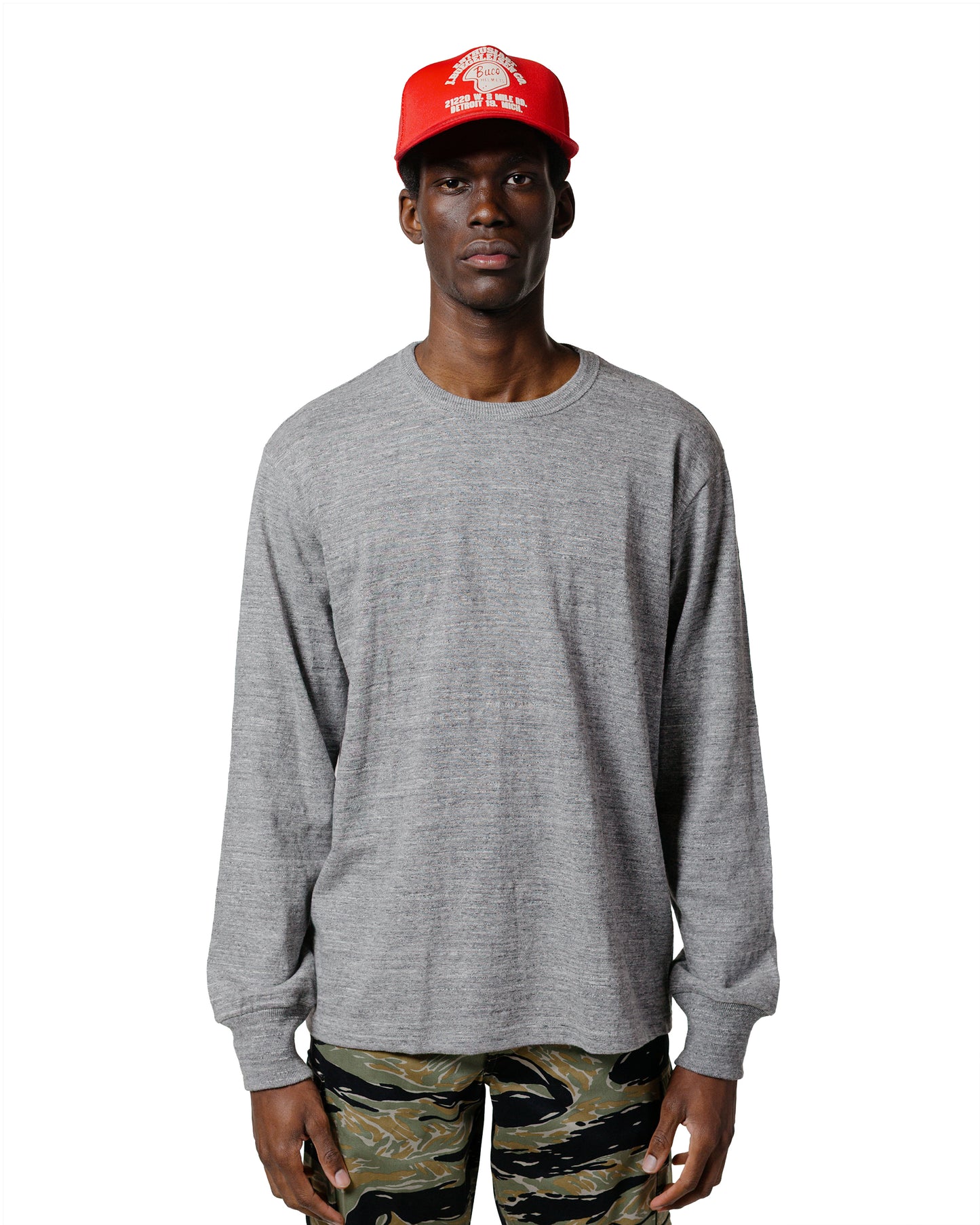 lost & found The Real McCoy's The Real McCoy's MC21109 Athletic L/S T-Shirt / Loop-Wheel Grey