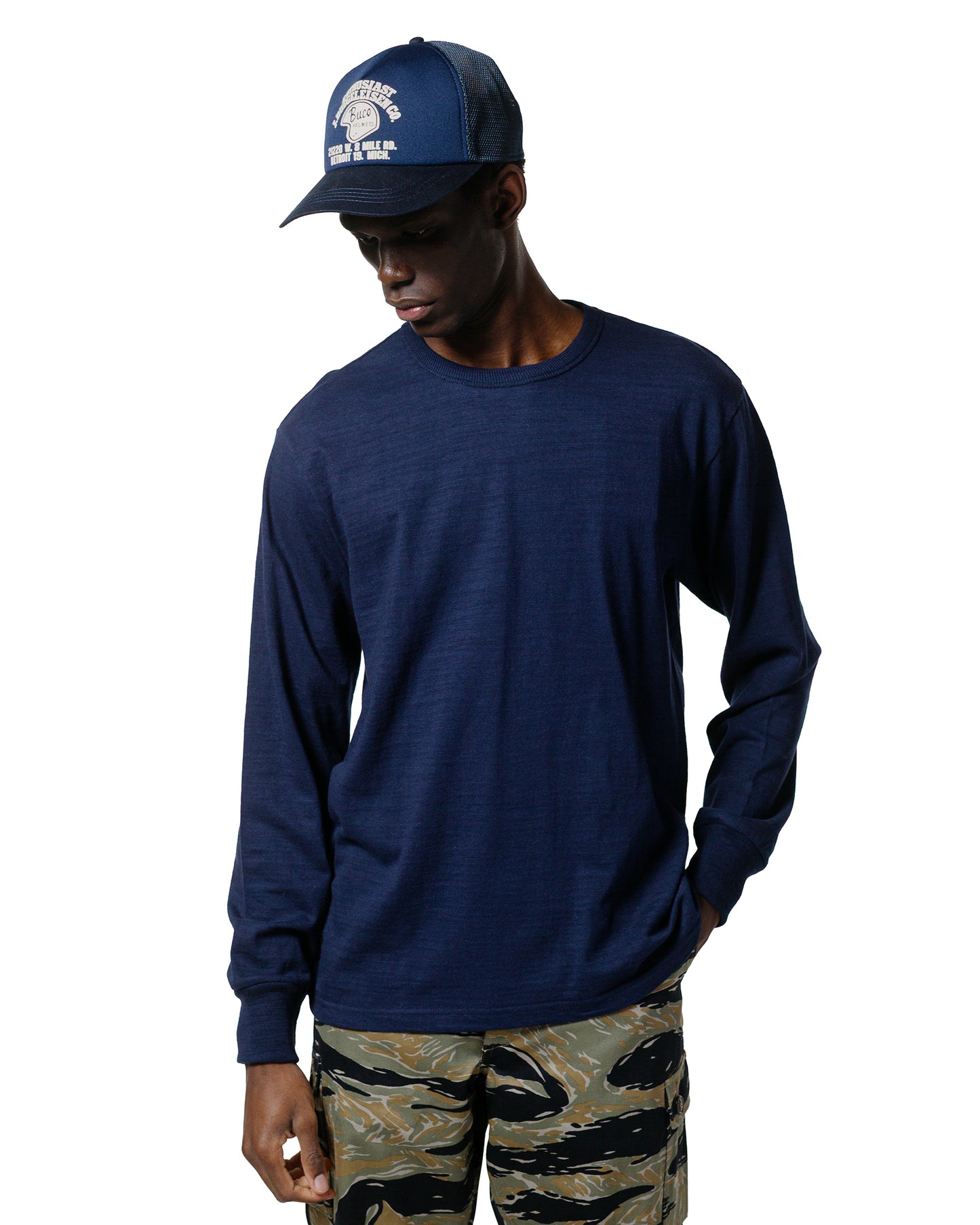 lost & found The Real McCoy's The Real McCoy's MC21109 Athletic L/S T-Shirt / Loop-Wheel Navy