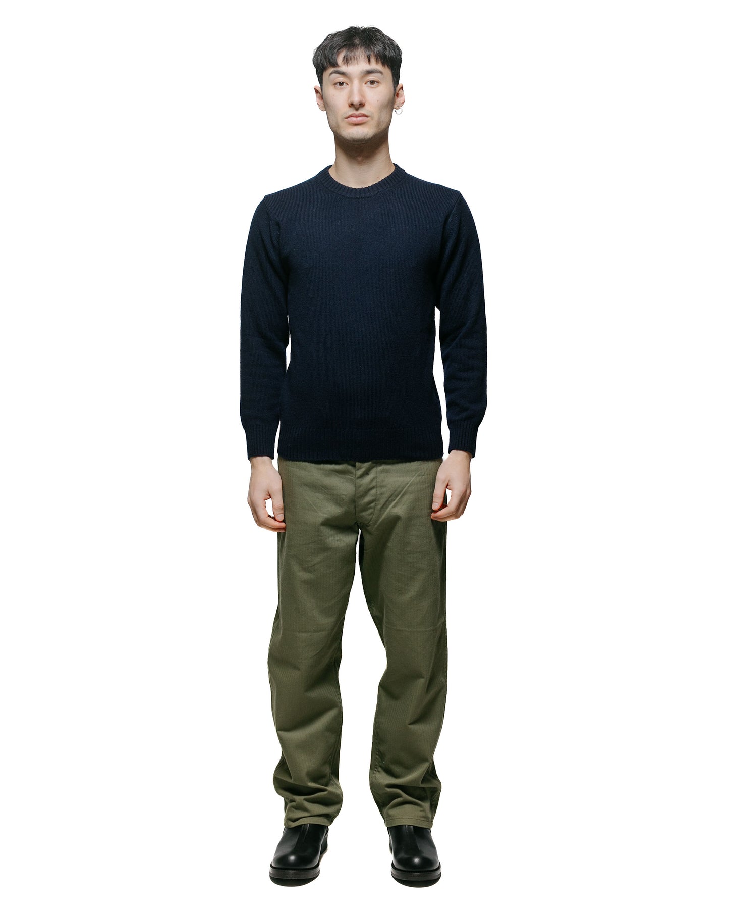 lost & found The Real McCoy's The Real McCoy's MC21114 Wool Crewneck Sweater Navy