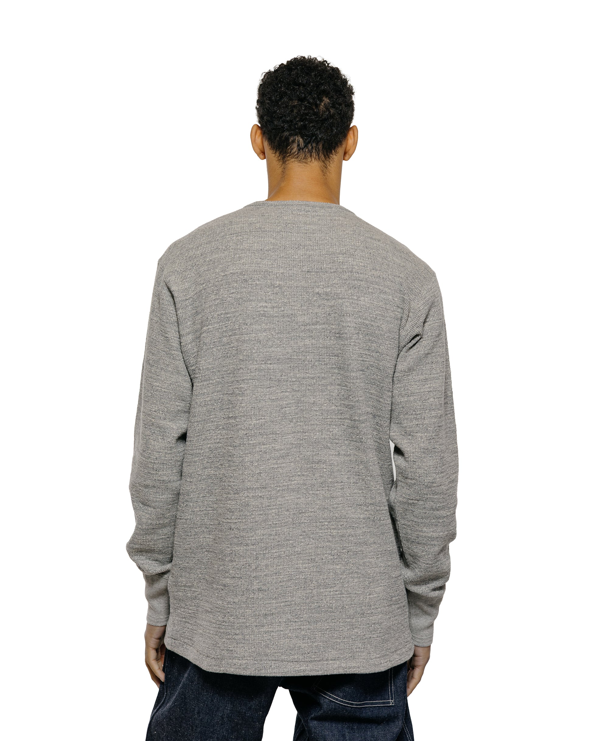 lost & found The Real McCoy's The Real McCoy's MC22120 Western Cardigan Stitch Henley Shirt Gray