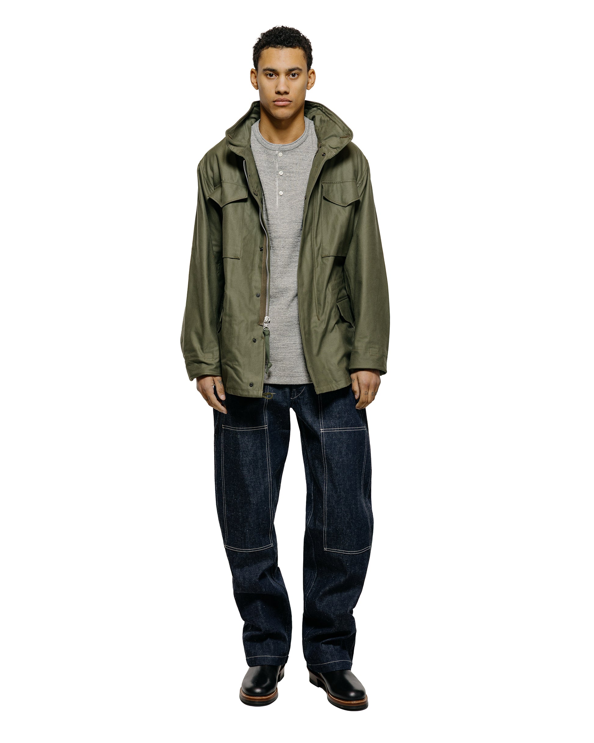 lost & found The Real McCoy's The Real McCoy's MC22120 Western Cardigan Stitch Henley Shirt Gray