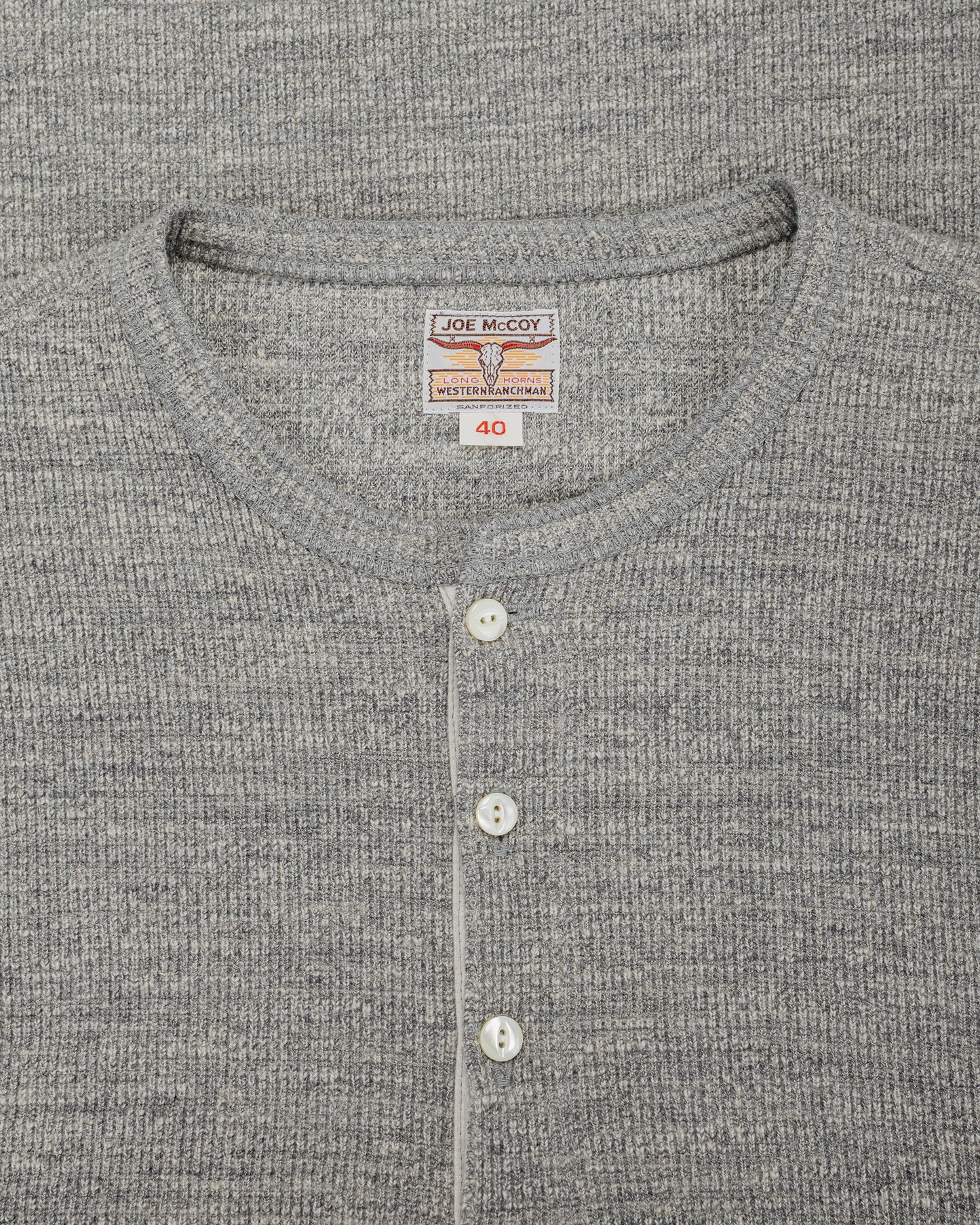 lost & found The Real McCoy's The Real McCoy's MC22120 Western Cardigan Stitch Henley Shirt Gray