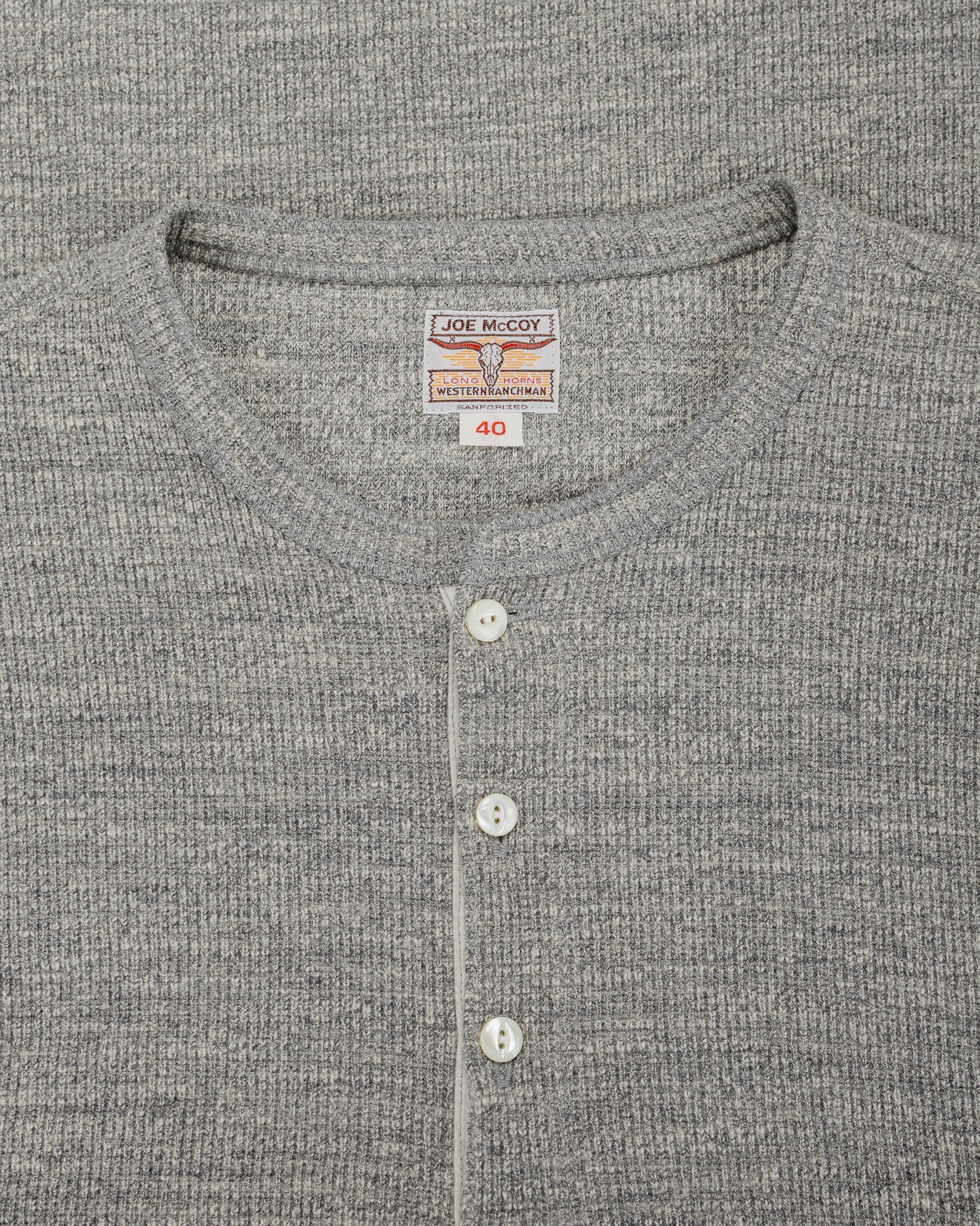 lost & found The Real McCoy's The Real McCoy's MC22120 Western Cardigan Stitch Henley Shirt Gray