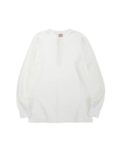 lost & found The Real McCoy's The Real McCoy's MC22120 Western Cardigan Stitch Henley Shirt White