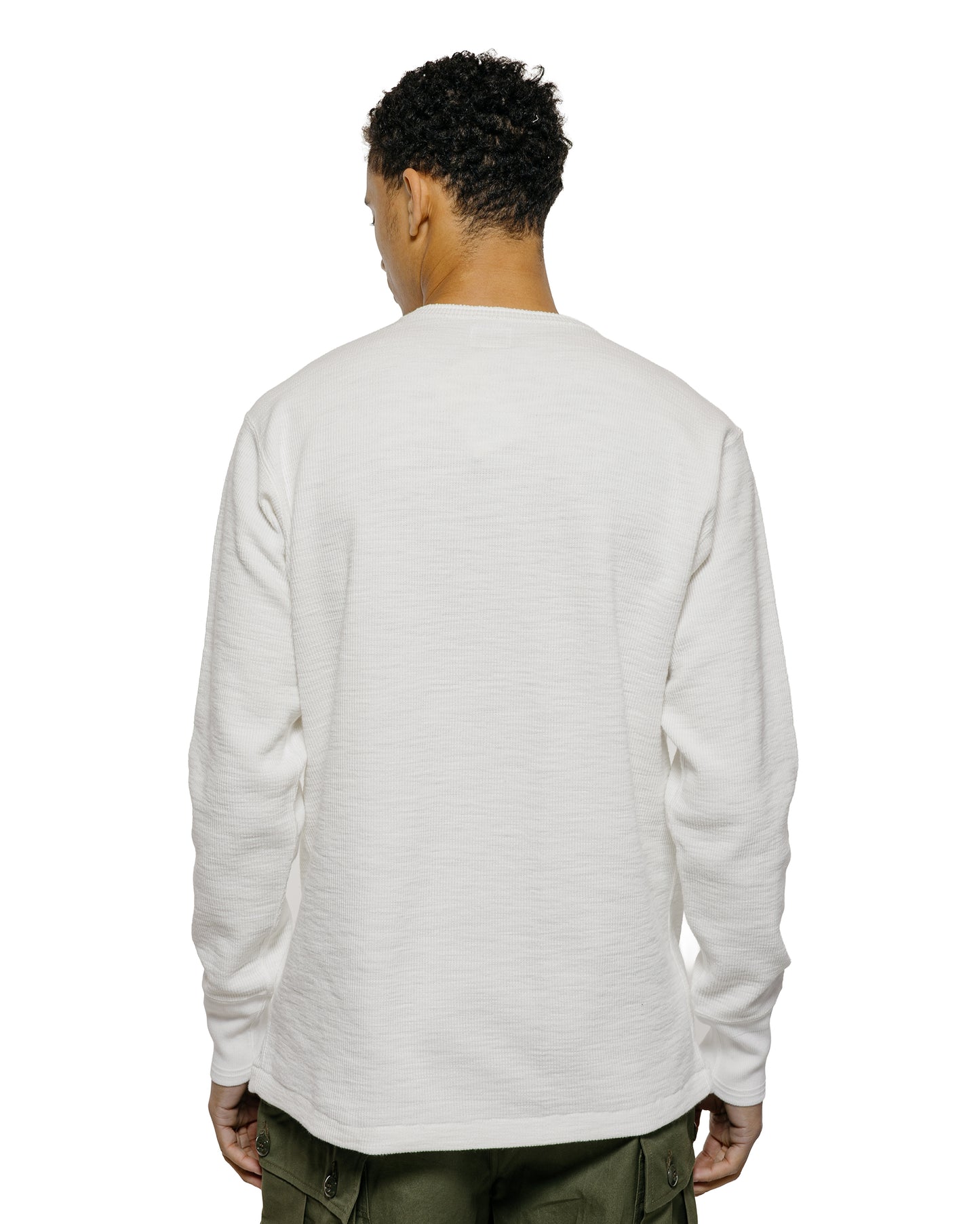 lost & found The Real McCoy's The Real McCoy's MC22120 Western Cardigan Stitch Henley Shirt White