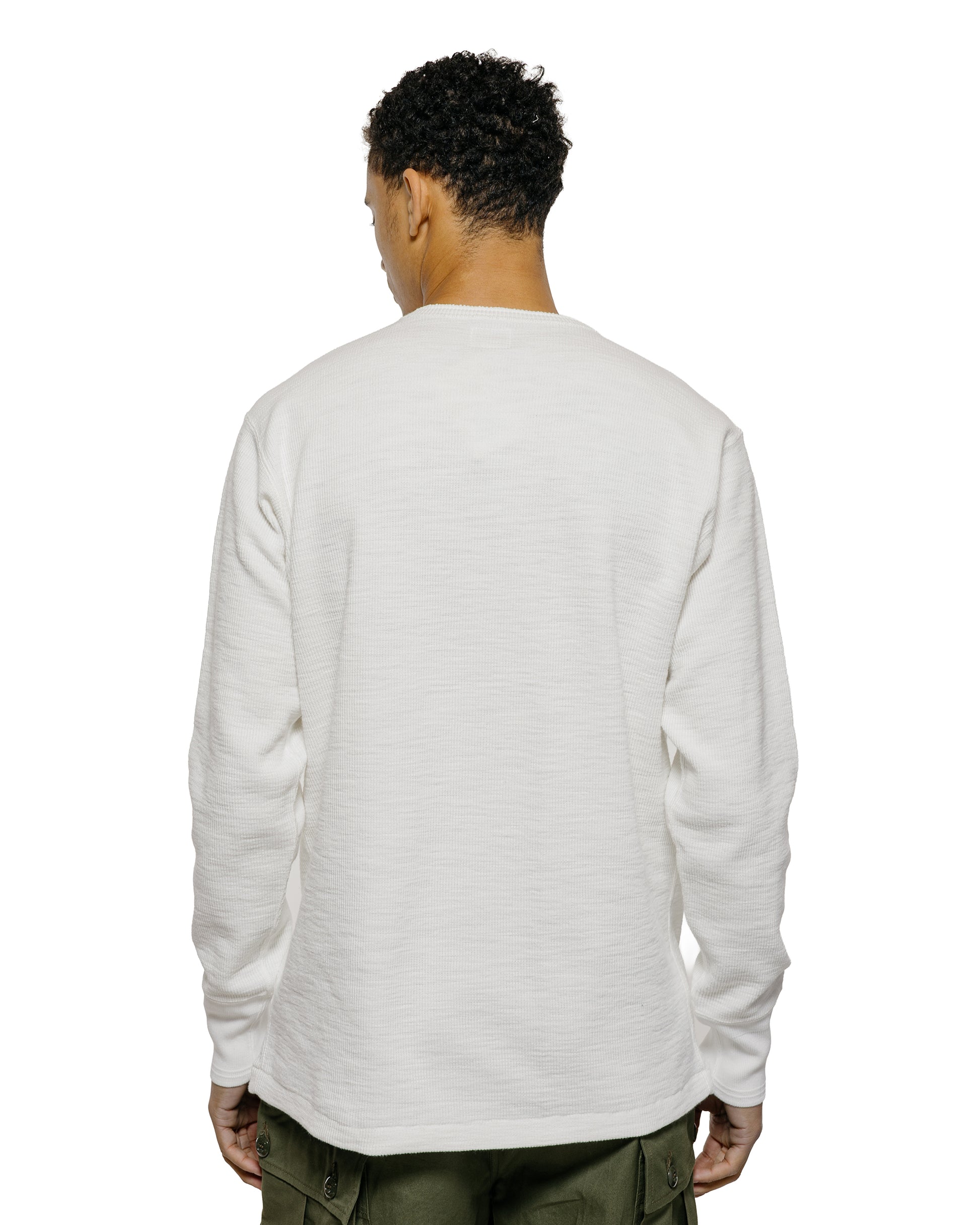 lost & found The Real McCoy's The Real McCoy's MC22120 Western Cardigan Stitch Henley Shirt White