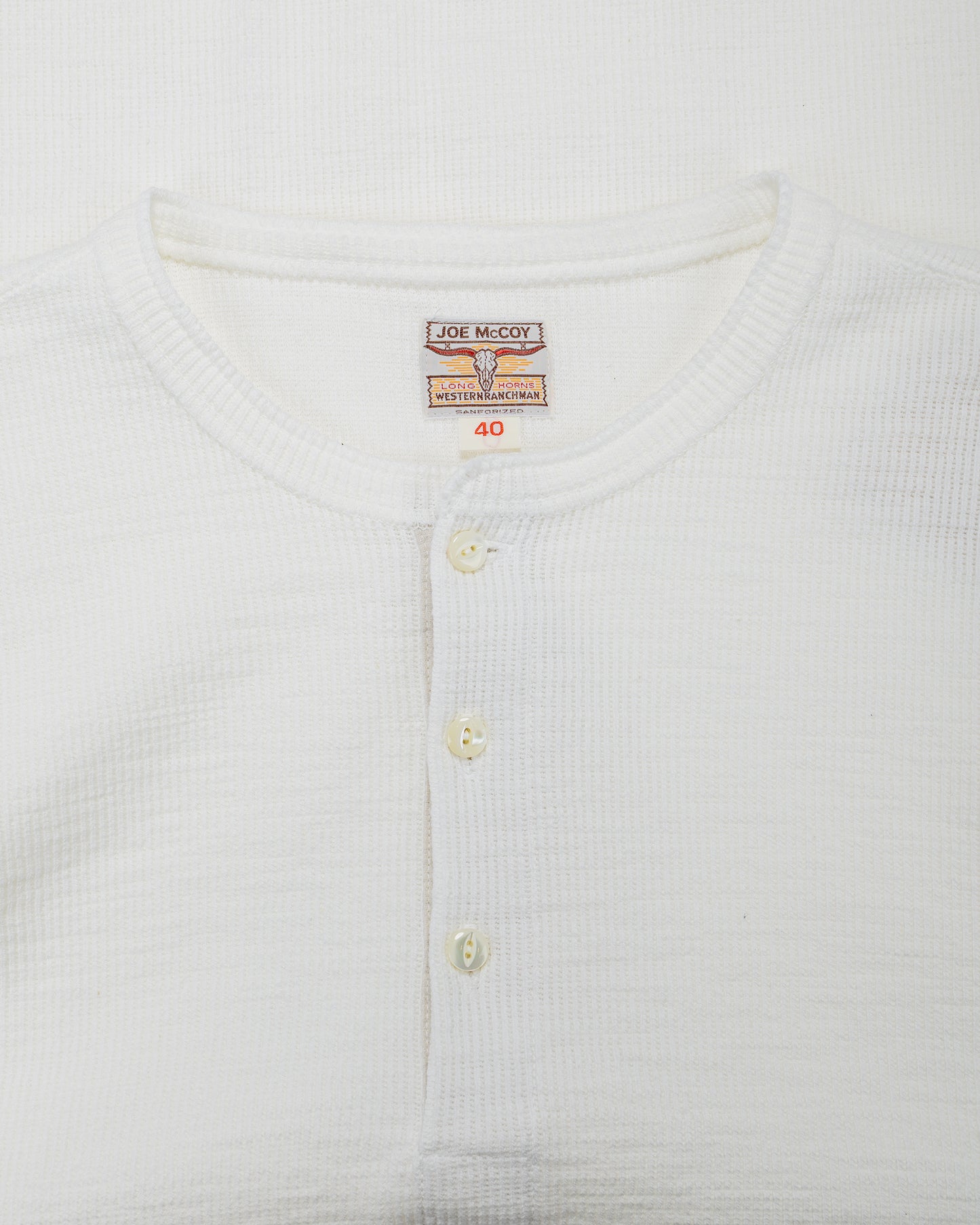 lost & found The Real McCoy's The Real McCoy's MC22120 Western Cardigan Stitch Henley Shirt White