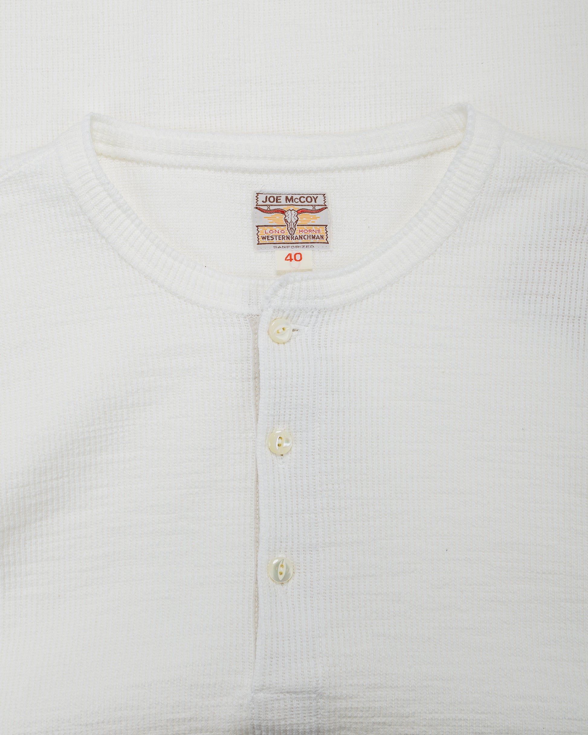 lost & found The Real McCoy's The Real McCoy's MC22120 Western Cardigan Stitch Henley Shirt White