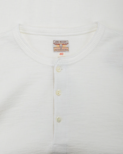 lost & found The Real McCoy's The Real McCoy's MC22120 Western Cardigan Stitch Henley Shirt White