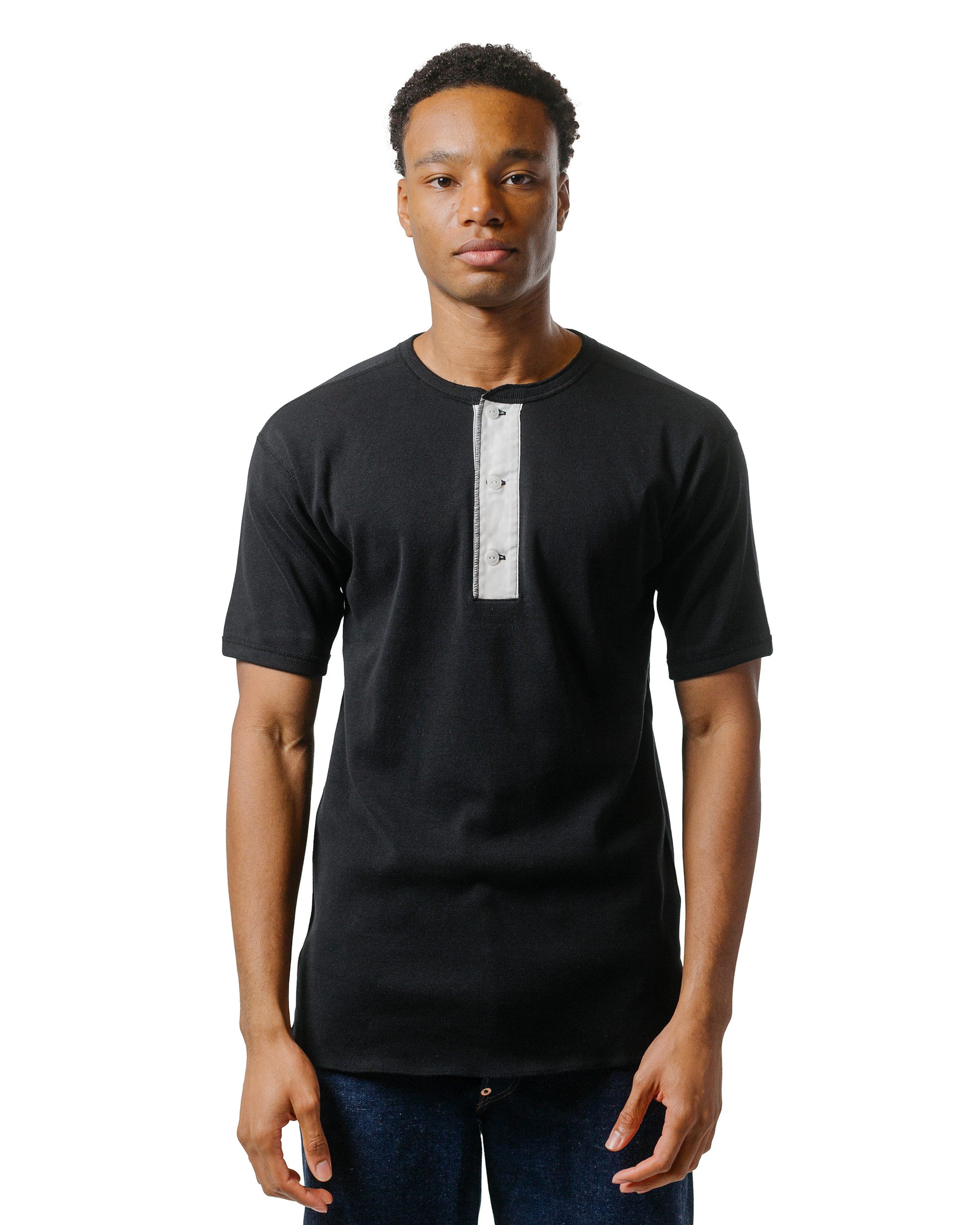lost & found The Real McCoy's The Real McCoy's MC23022 Union Henley Undershirt S/S Black