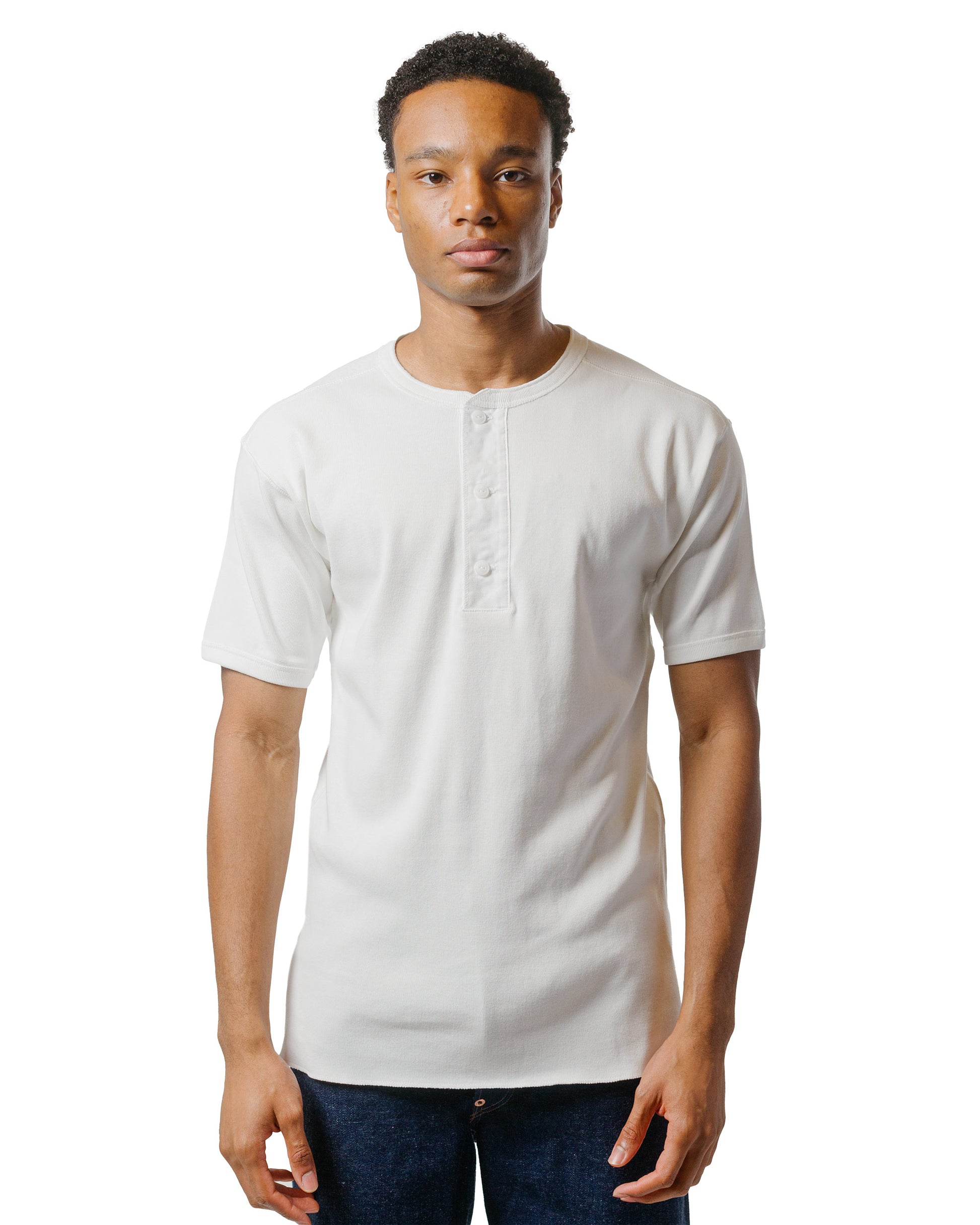 lost & found The Real McCoy's The Real McCoy's MC23022 Union Henley Undershirt S/S White