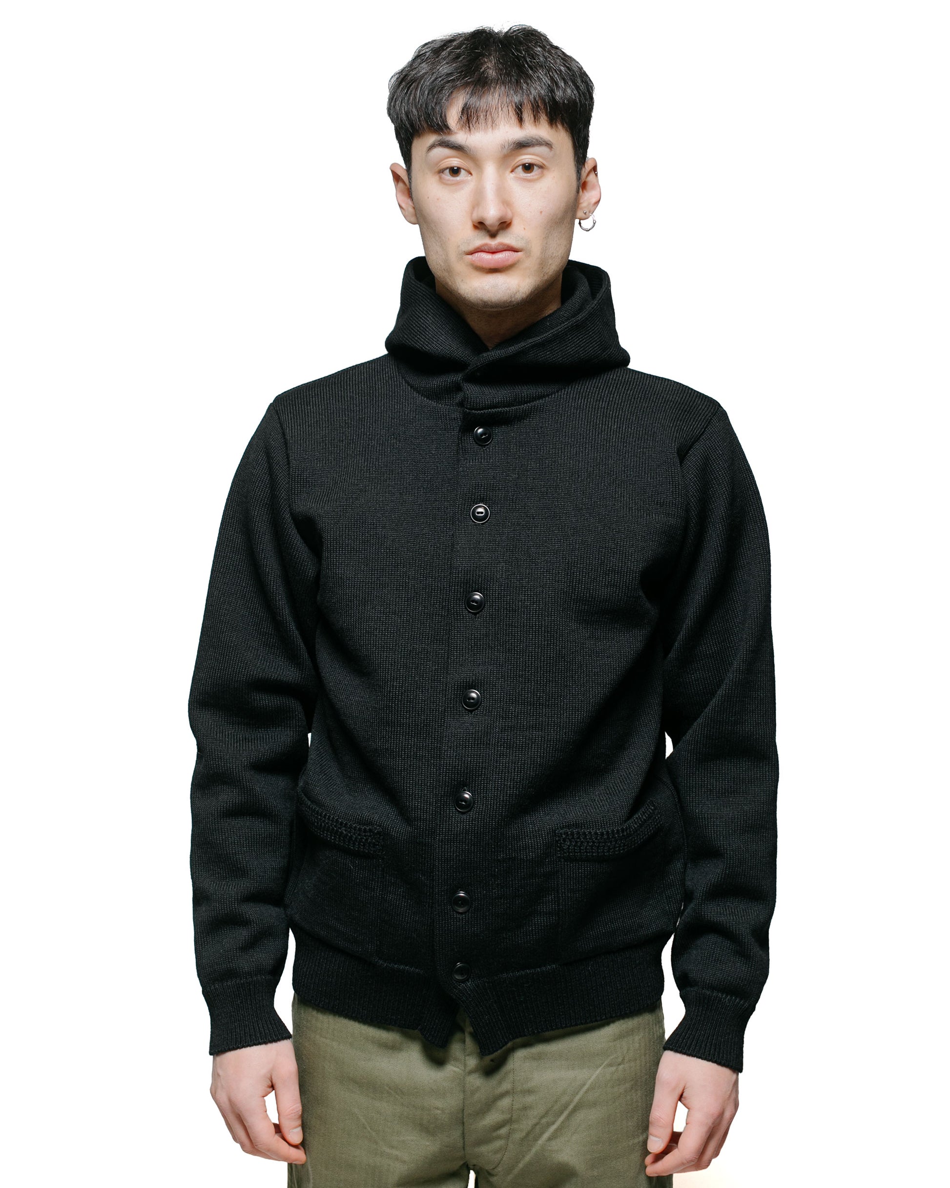 lost & found The Real McCoy's The Real McCoy's MC23107 30s Hooded Knit Sweater Black