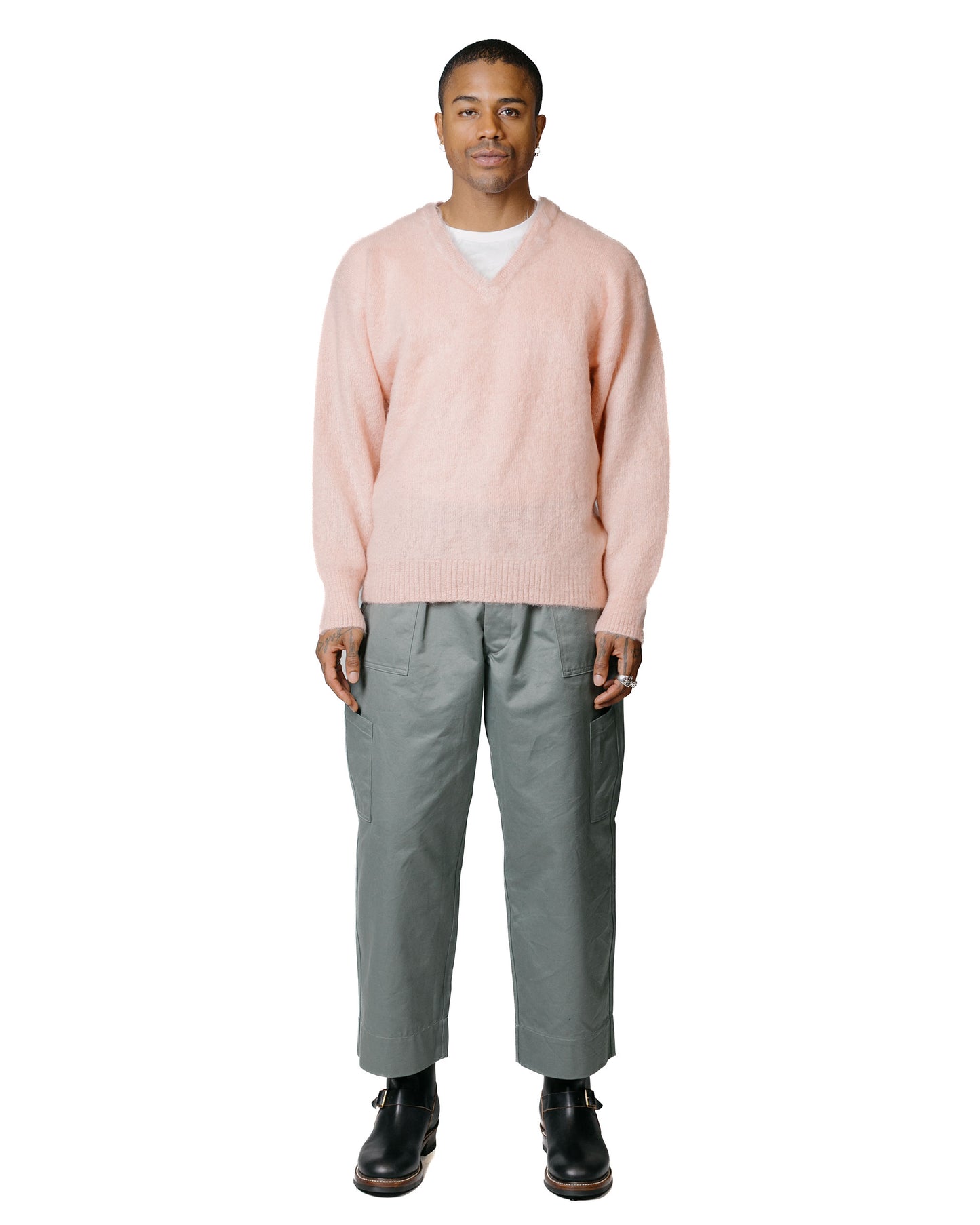 lost & found The Real McCoy's The Real McCoy's MC23109 JM Mohair V-Neck Sweater Flamingo