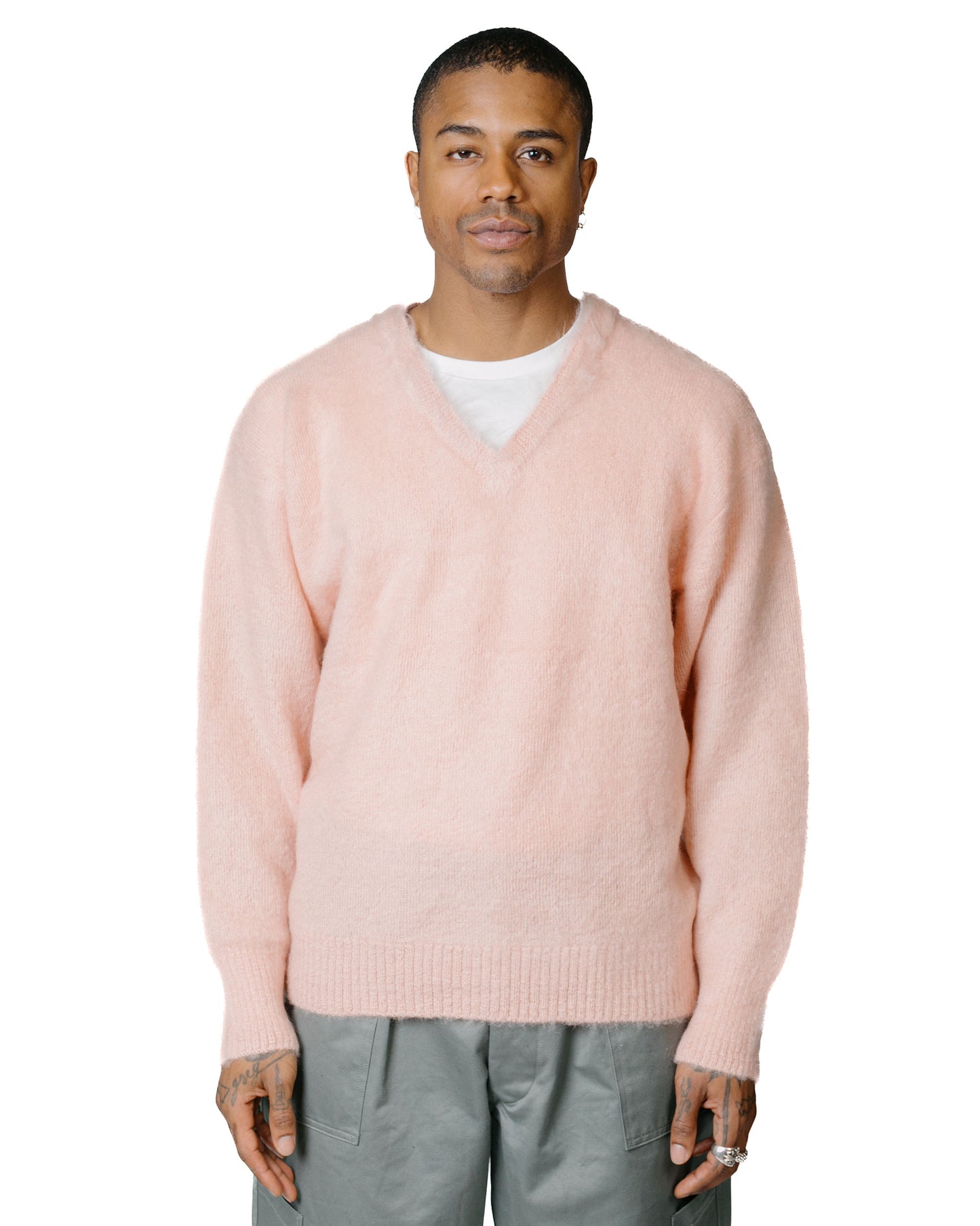 lost & found The Real McCoy's The Real McCoy's MC23109 JM Mohair V-Neck Sweater Flamingo