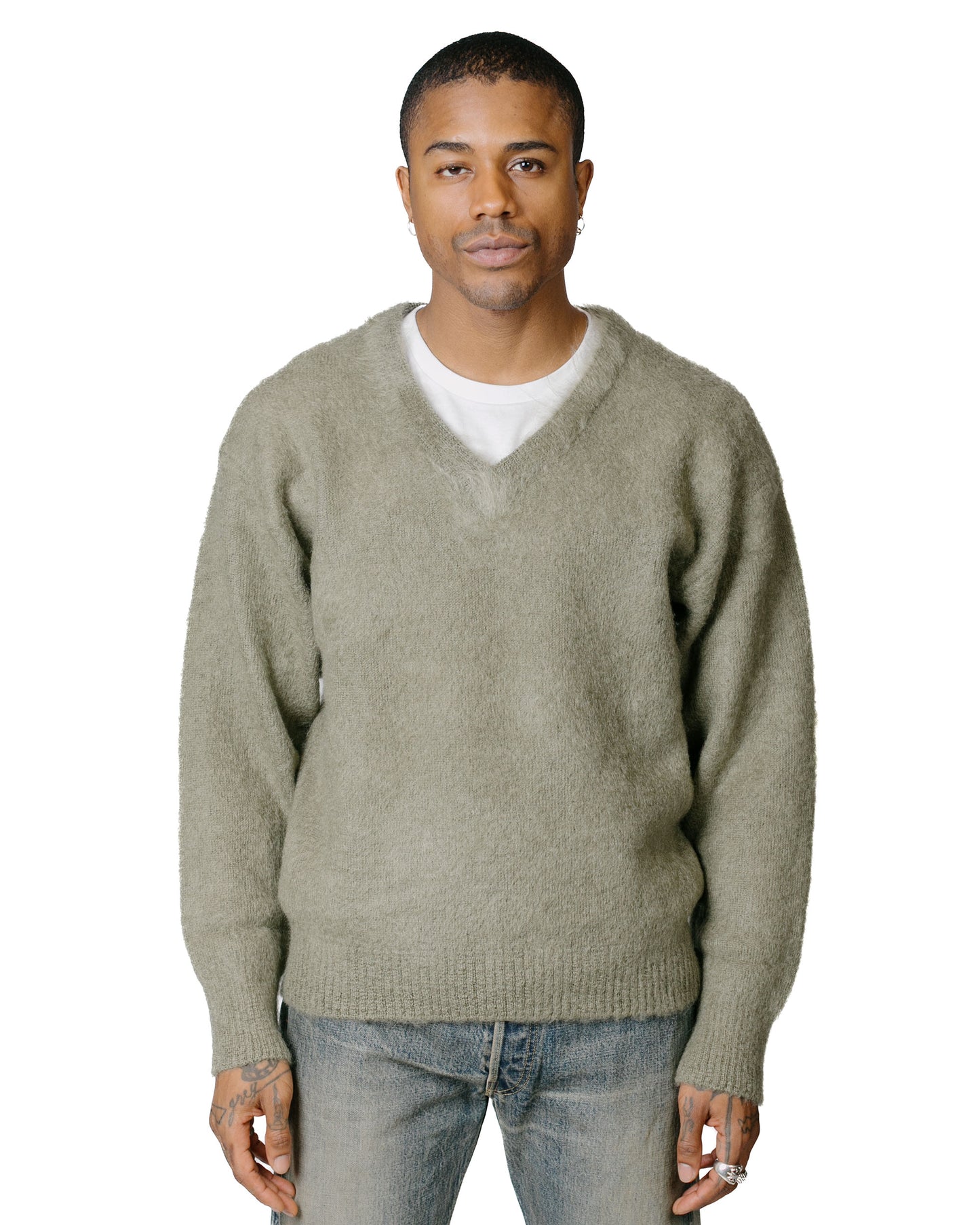 lost & found The Real McCoy's The Real McCoy's MC23109 JM Mohair V-Neck Sweater Mint