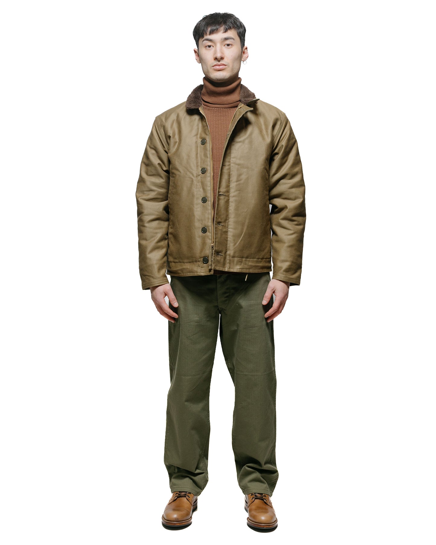 lost & found The Real McCoy's The Real McCoy's MC23110 High Neck Thermal Shirt Brown