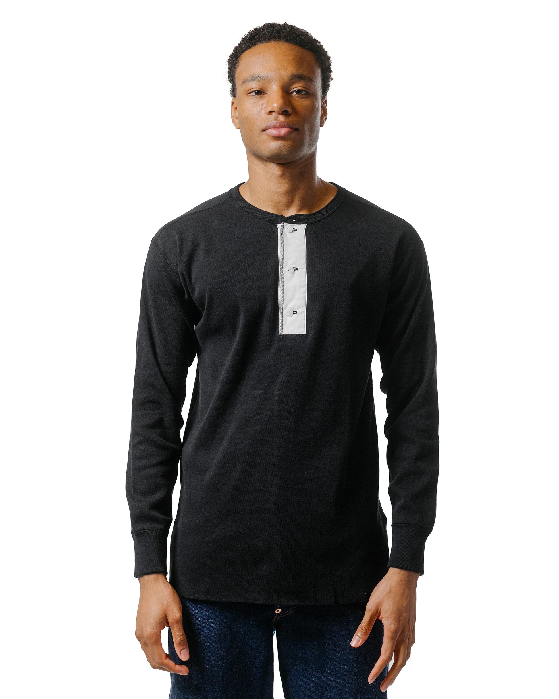 lost & found The Real McCoy's The Real McCoy's MC23111 Union Henley Undershirt L/S Black