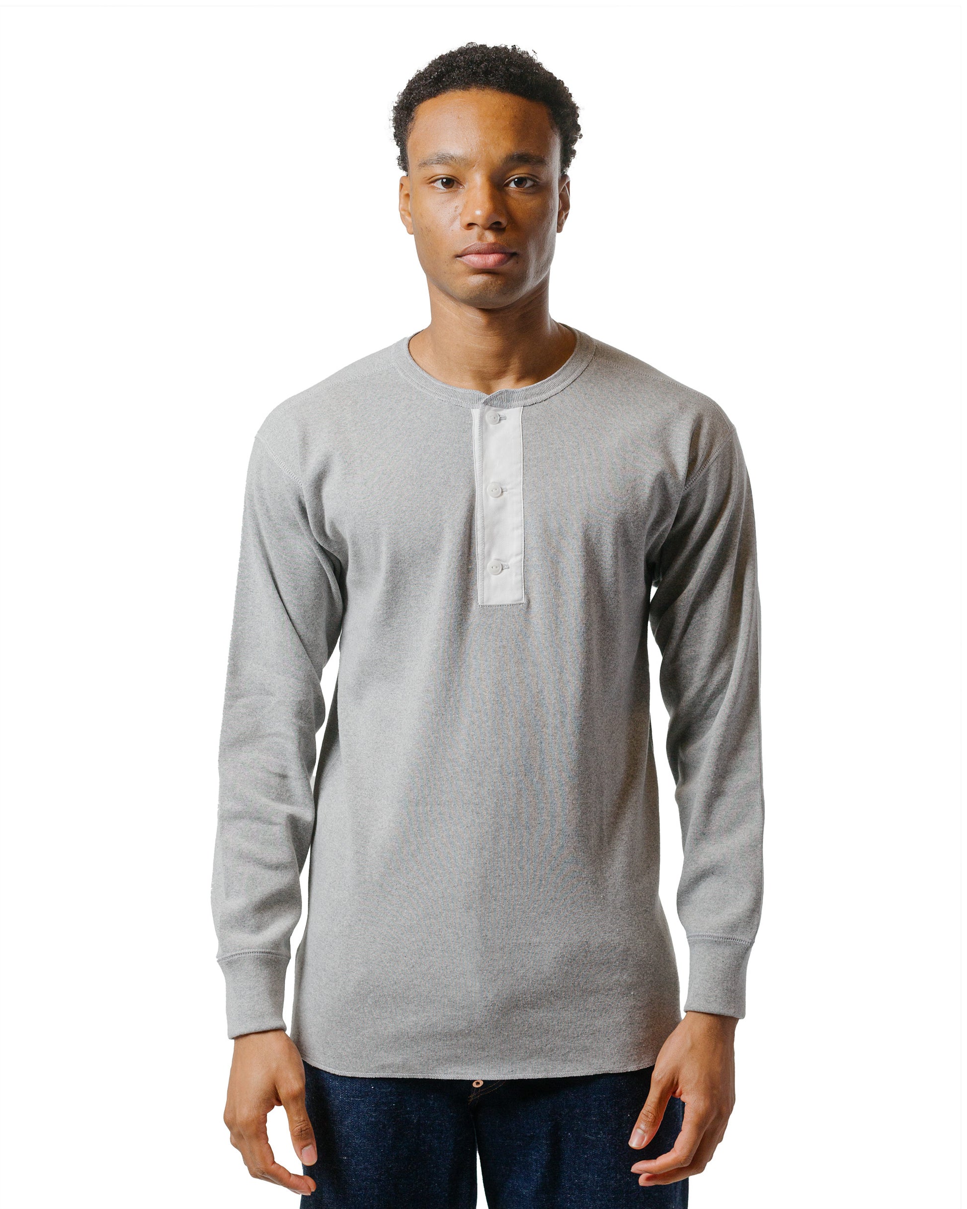 lost & found The Real McCoy's The Real McCoy's MC23111 Union Henley Undershirt L/S Grey