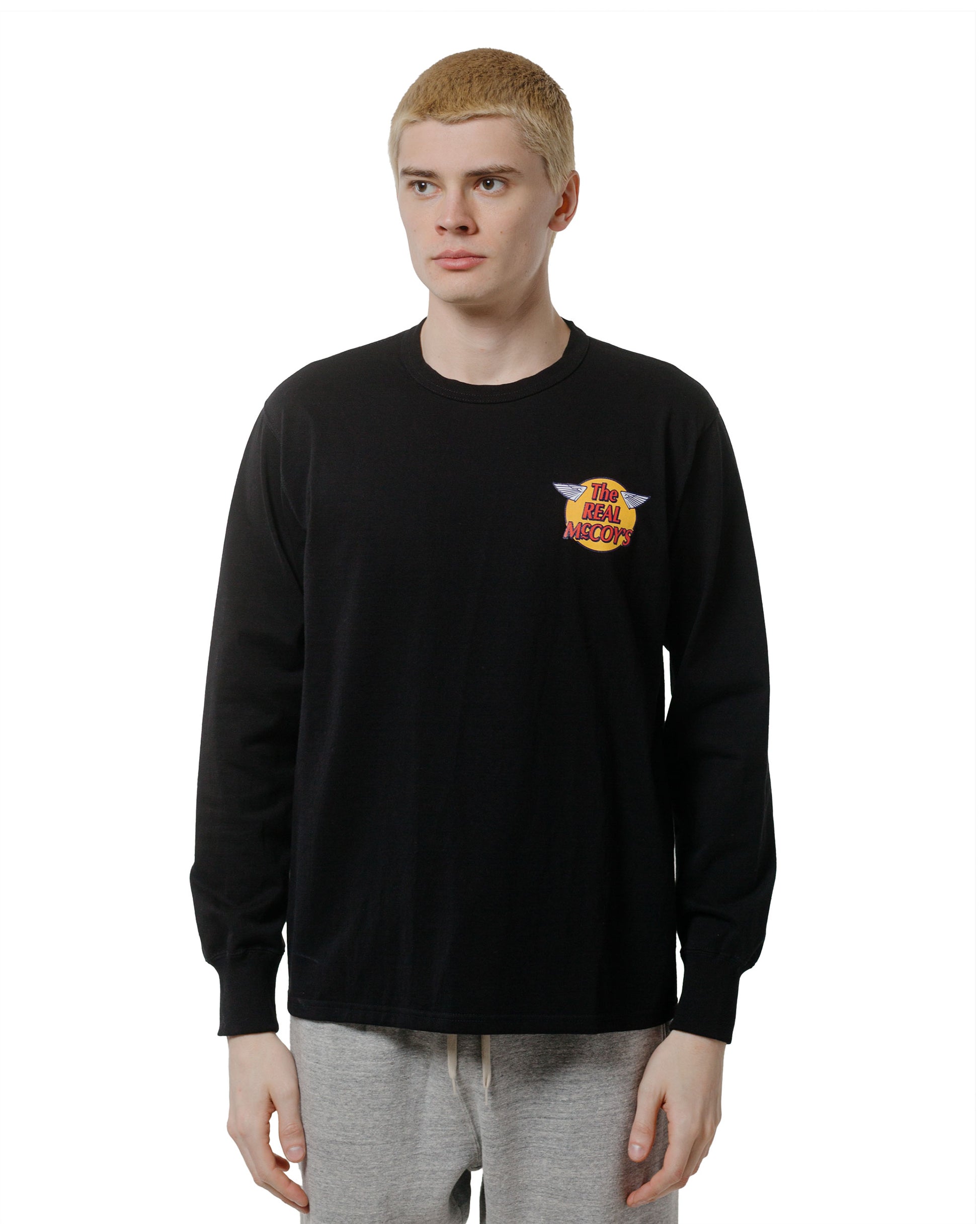lost & found The Real McCoy's The Real McCoy's MC24003 The Real McCoy's Logo Tee L/S Black